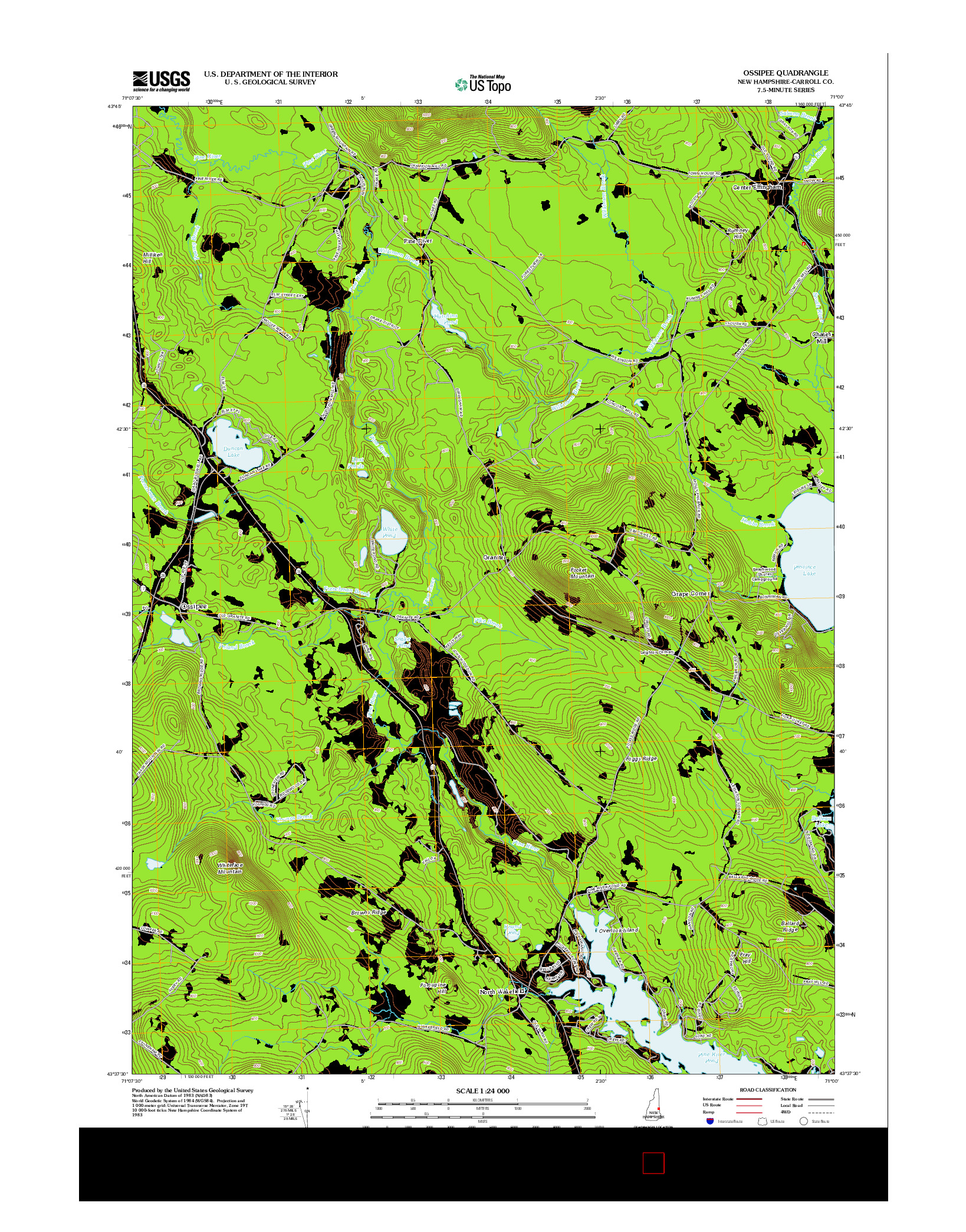 USGS US TOPO 7.5-MINUTE MAP FOR OSSIPEE, NH 2012