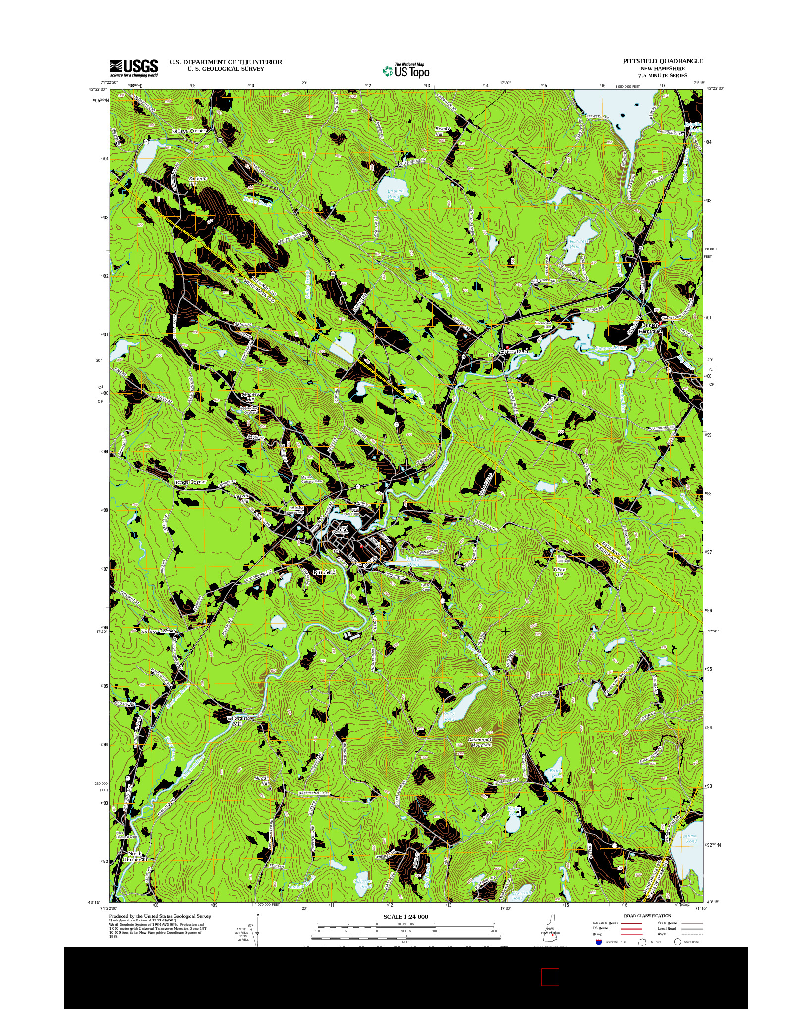 USGS US TOPO 7.5-MINUTE MAP FOR PITTSFIELD, NH 2012