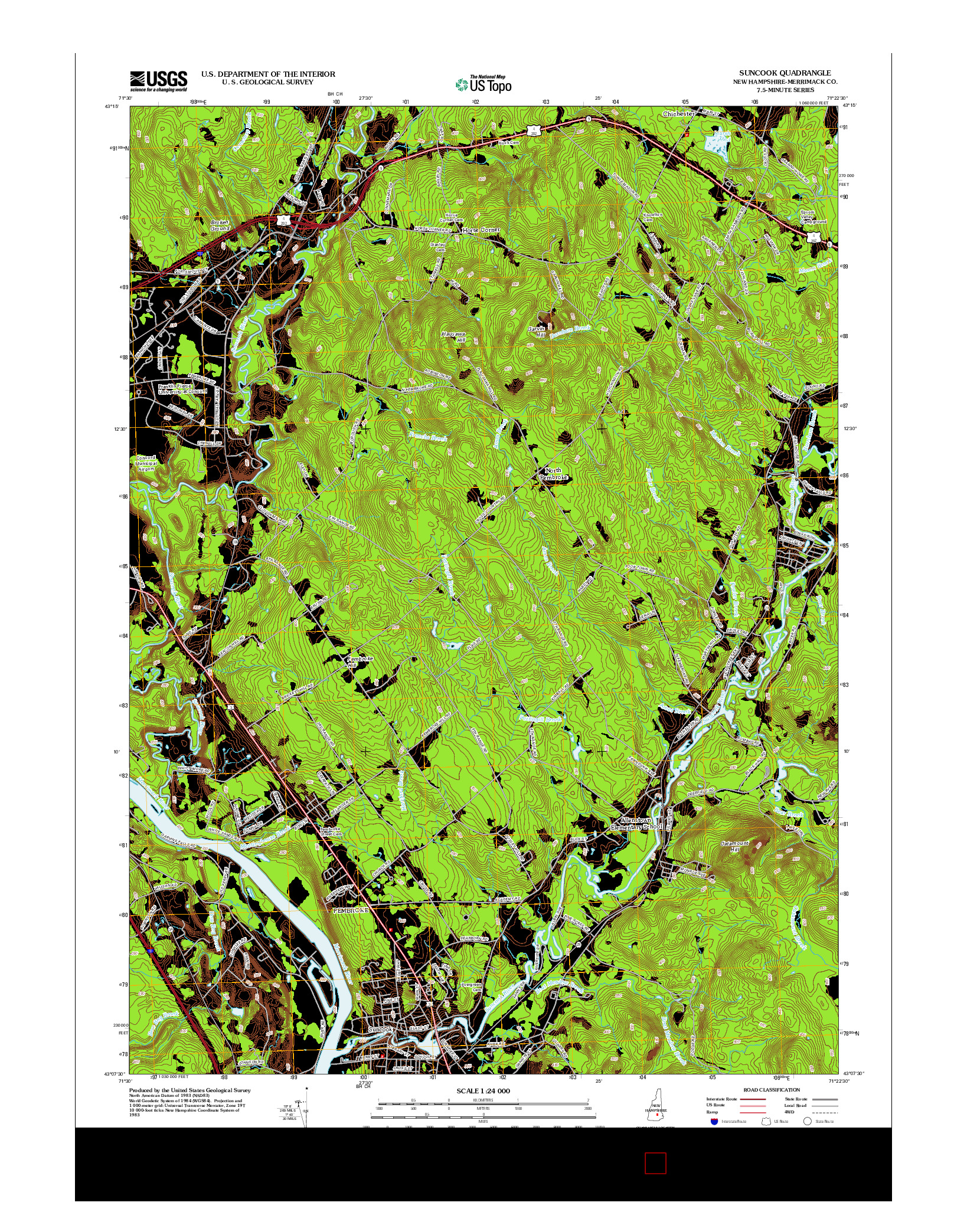 USGS US TOPO 7.5-MINUTE MAP FOR SUNCOOK, NH 2012