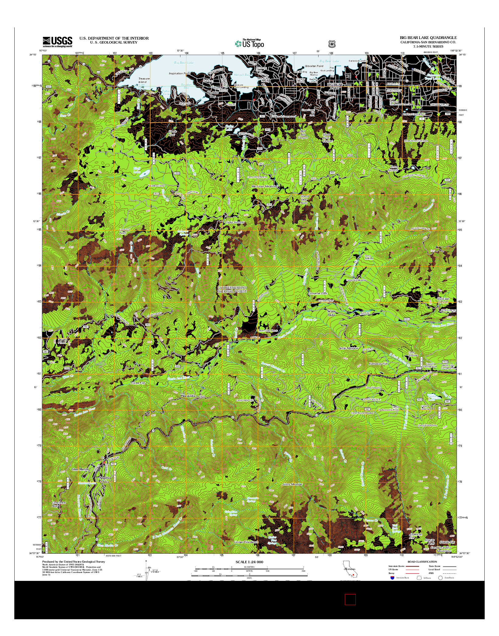 USGS US TOPO 7.5-MINUTE MAP FOR BIG BEAR LAKE, CA 2012