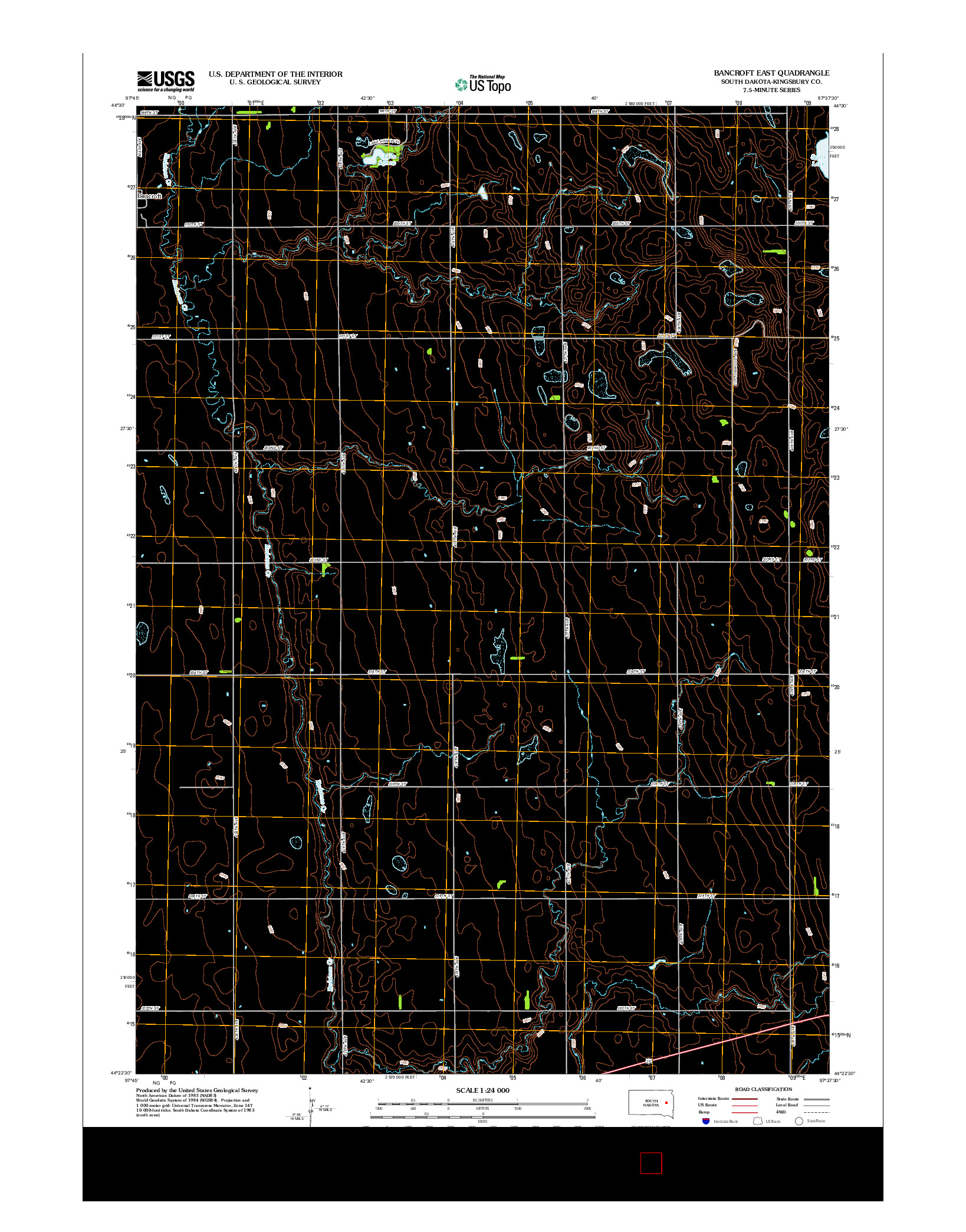 USGS US TOPO 7.5-MINUTE MAP FOR BANCROFT EAST, SD 2012