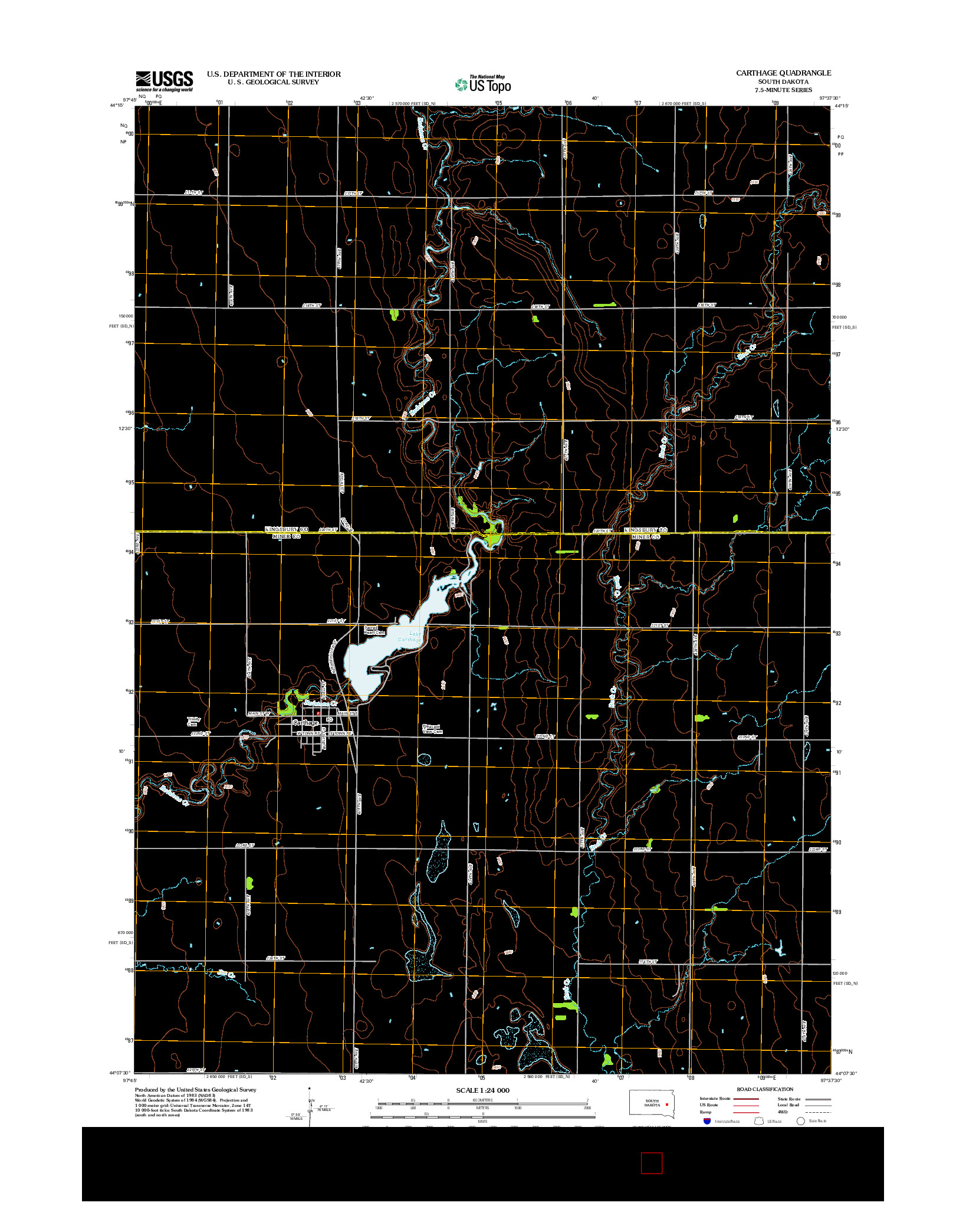 USGS US TOPO 7.5-MINUTE MAP FOR CARTHAGE, SD 2012