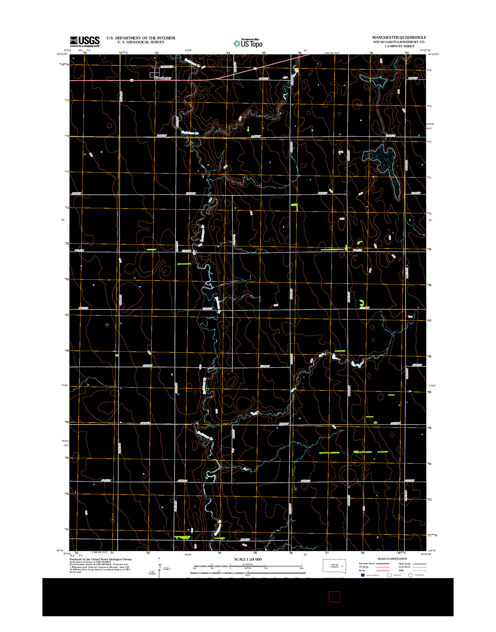 USGS US TOPO 7.5-MINUTE MAP FOR MANCHESTER, SD 2012