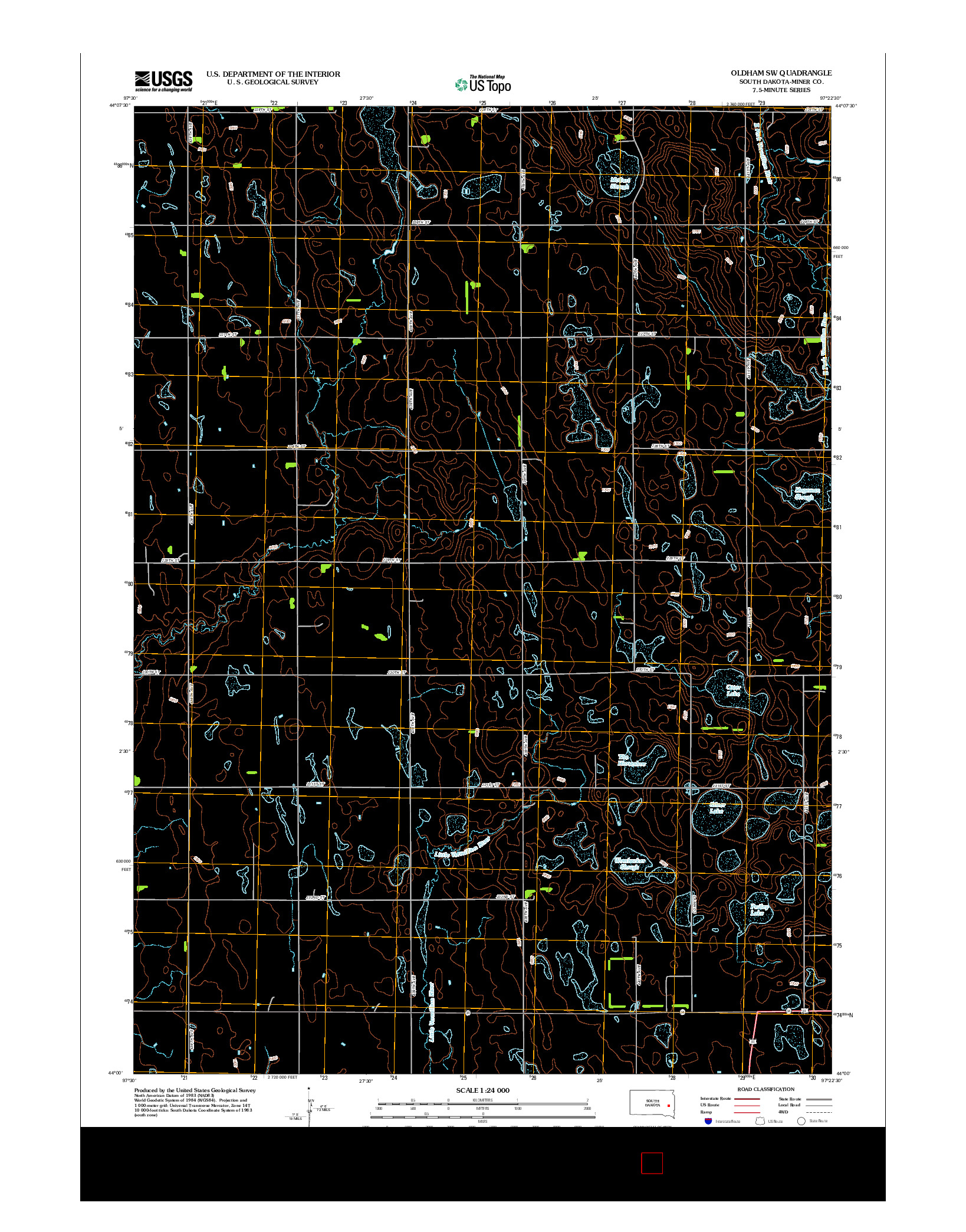 USGS US TOPO 7.5-MINUTE MAP FOR OLDHAM SW, SD 2012