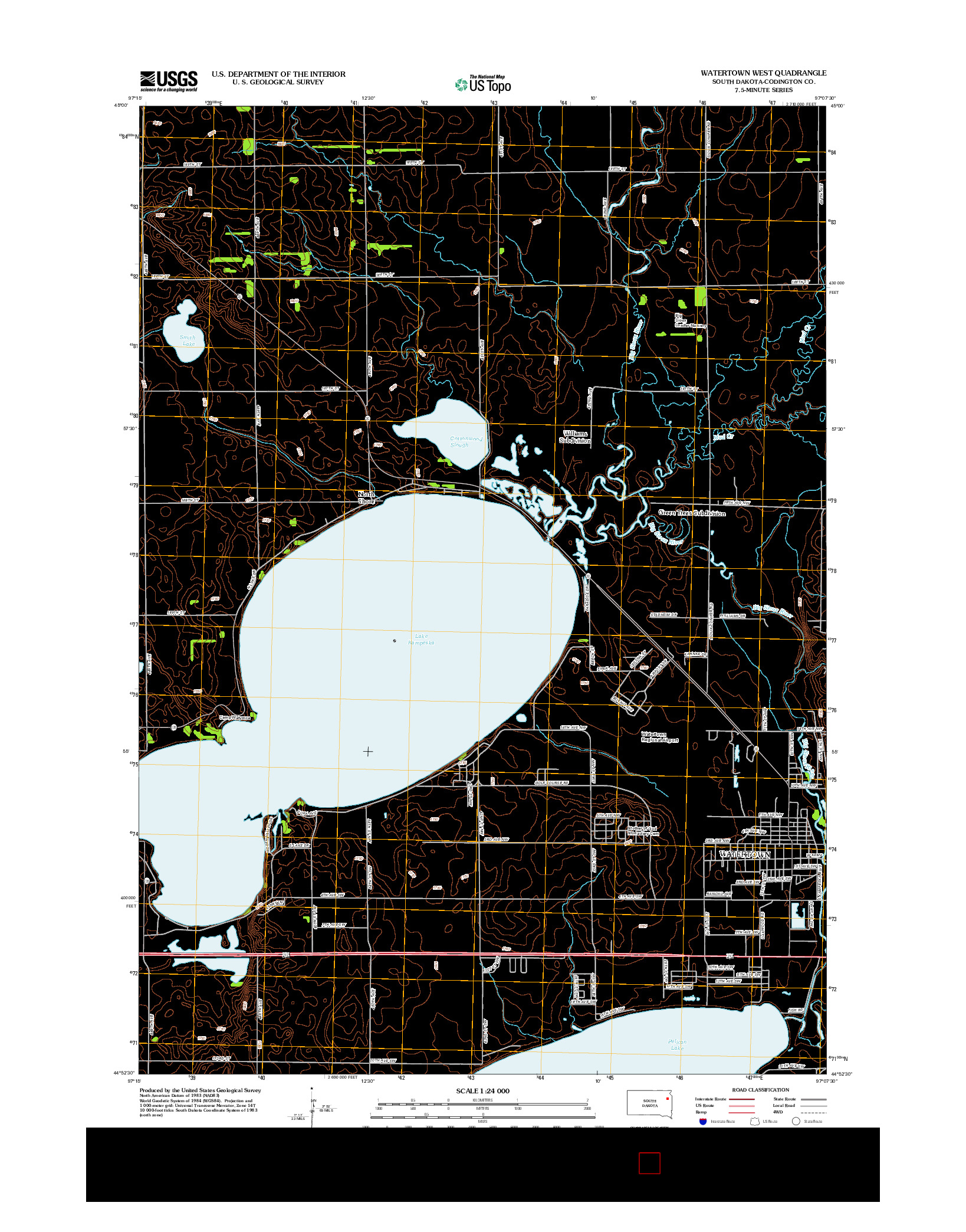 USGS US TOPO 7.5-MINUTE MAP FOR WATERTOWN WEST, SD 2012