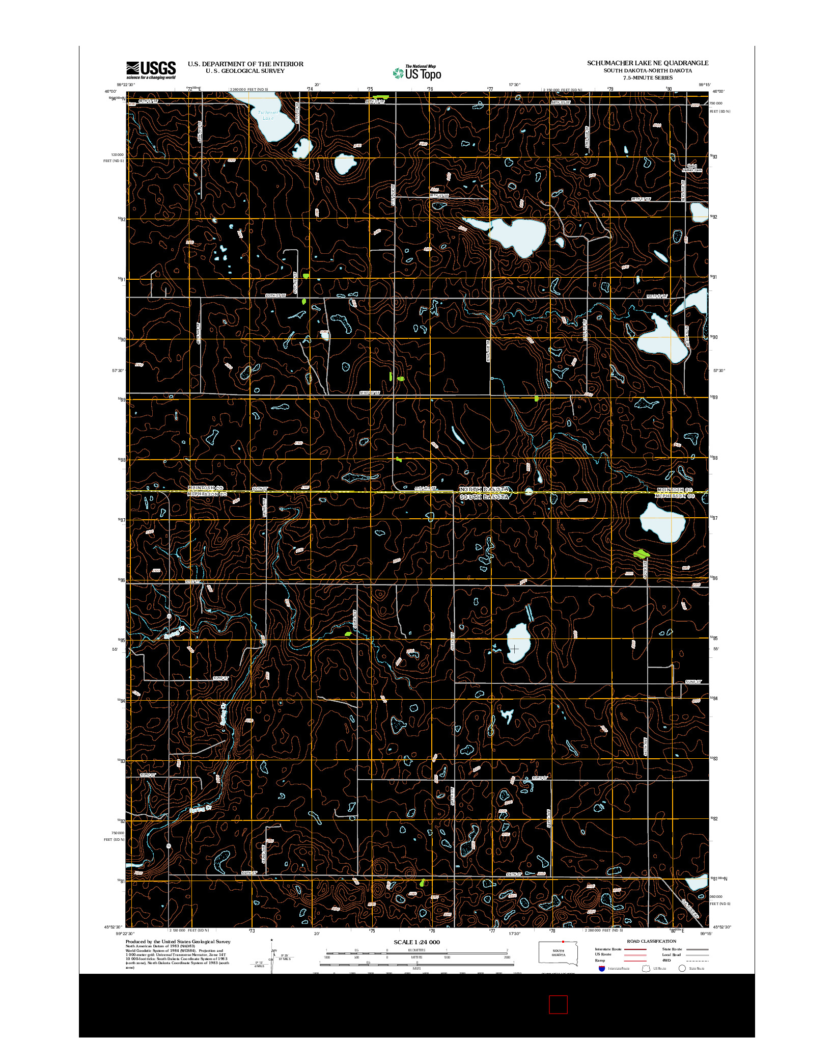 USGS US TOPO 7.5-MINUTE MAP FOR SCHUMACHER LAKE NE, SD-ND 2012