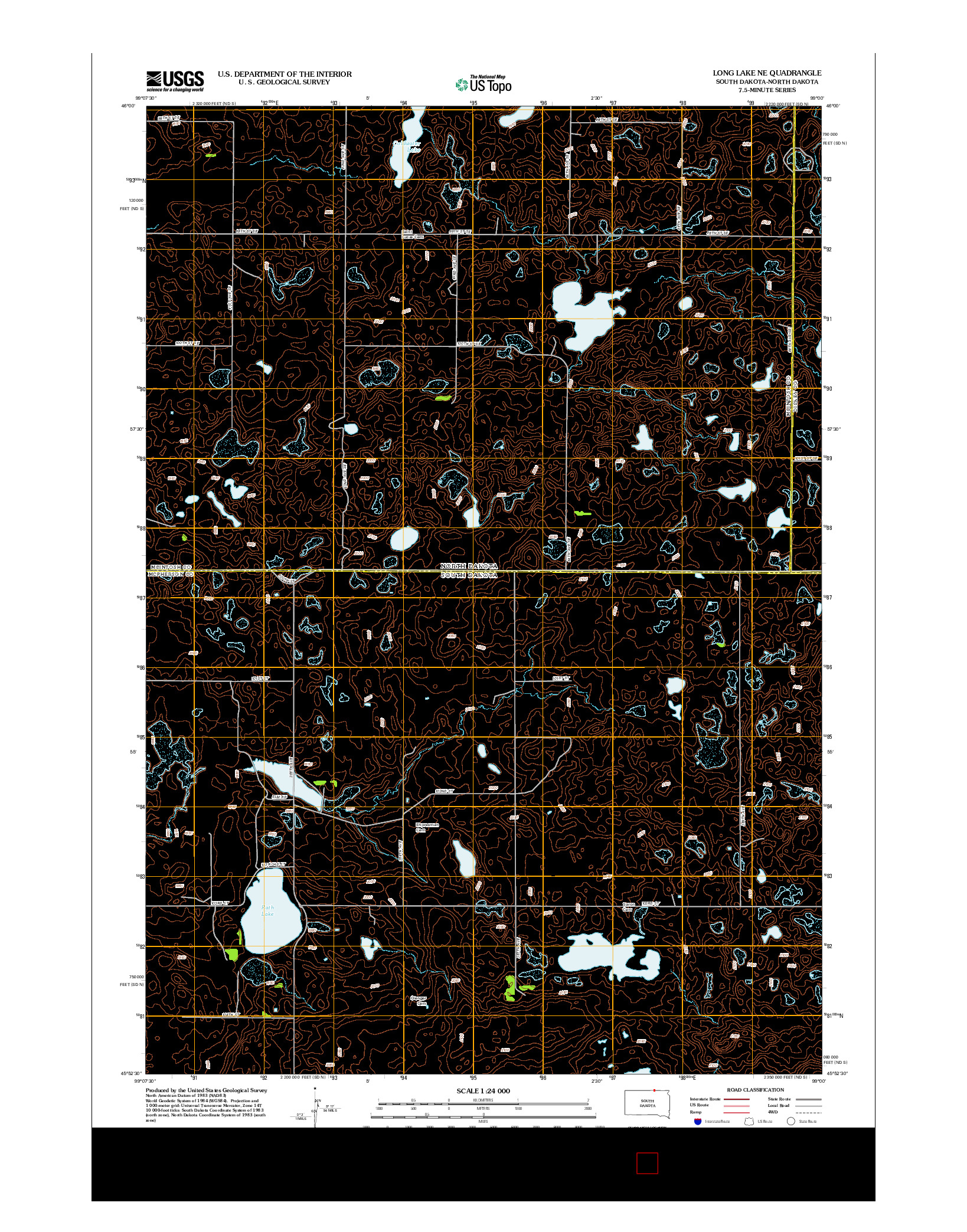 USGS US TOPO 7.5-MINUTE MAP FOR LONG LAKE NE, SD-ND 2012