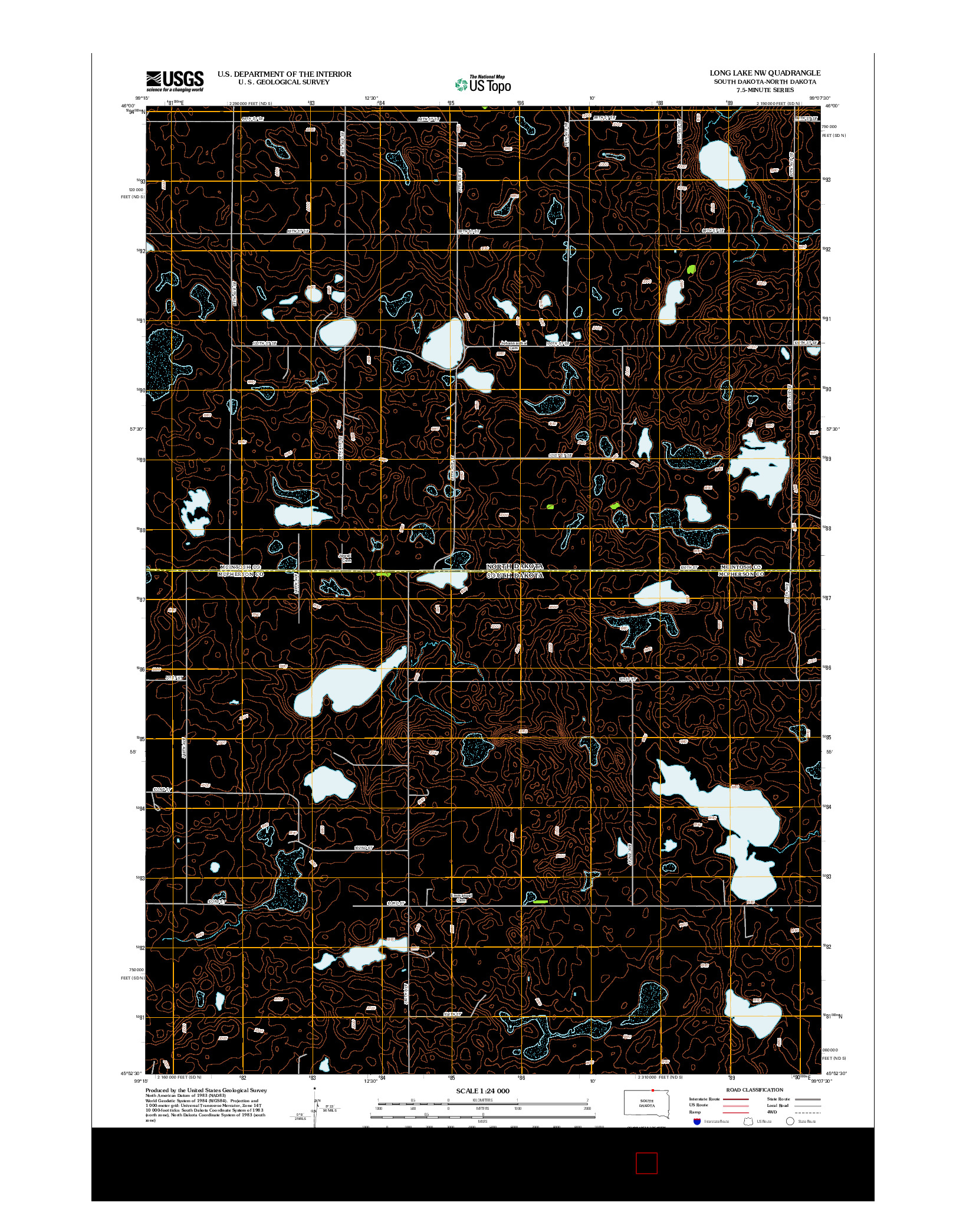 USGS US TOPO 7.5-MINUTE MAP FOR LONG LAKE NW, SD-ND 2012