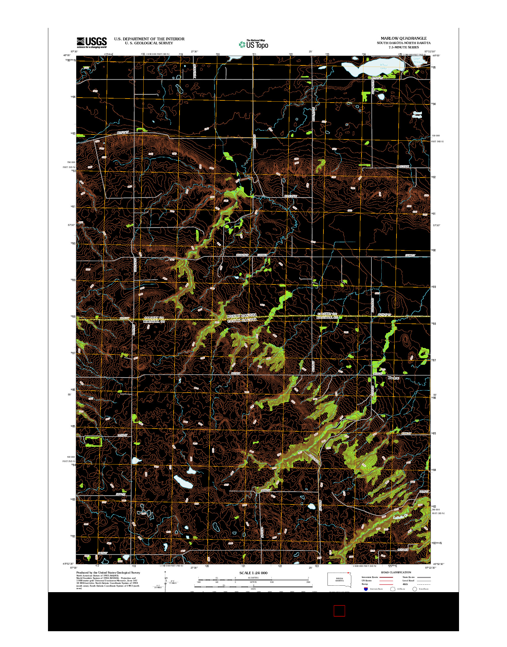 USGS US TOPO 7.5-MINUTE MAP FOR MARLOW, SD-ND 2012