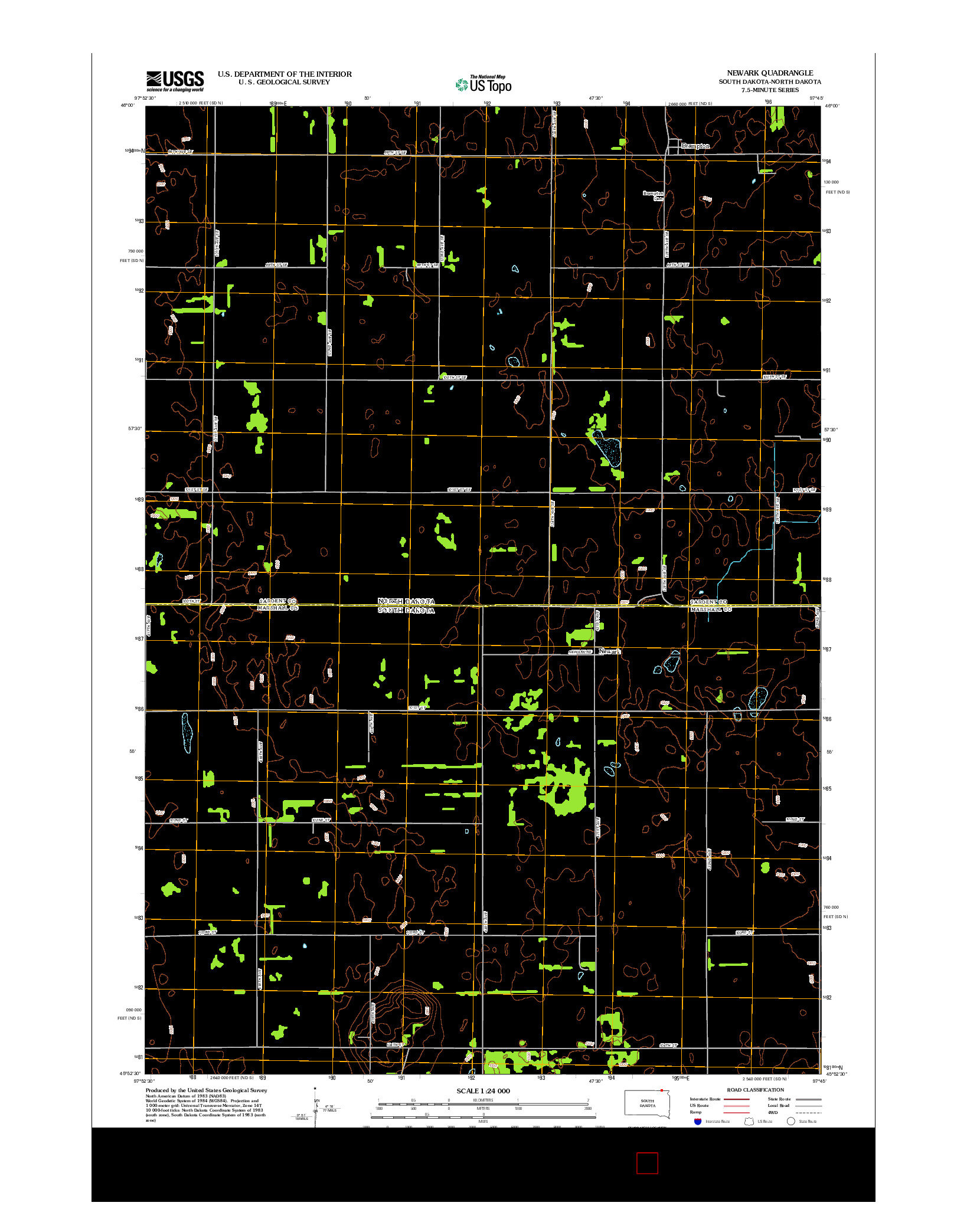 USGS US TOPO 7.5-MINUTE MAP FOR NEWARK, SD-ND 2012