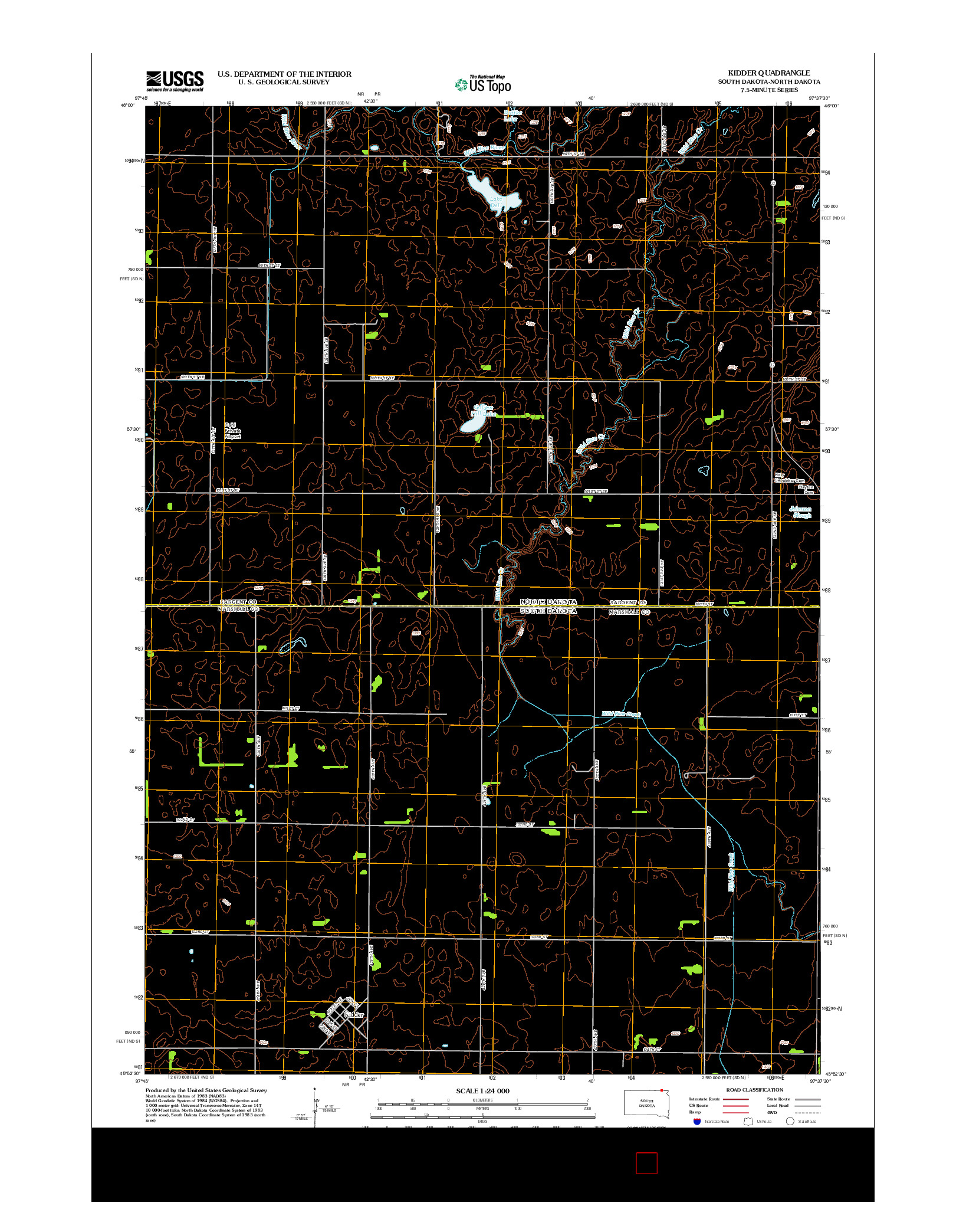 USGS US TOPO 7.5-MINUTE MAP FOR KIDDER, SD-ND 2012