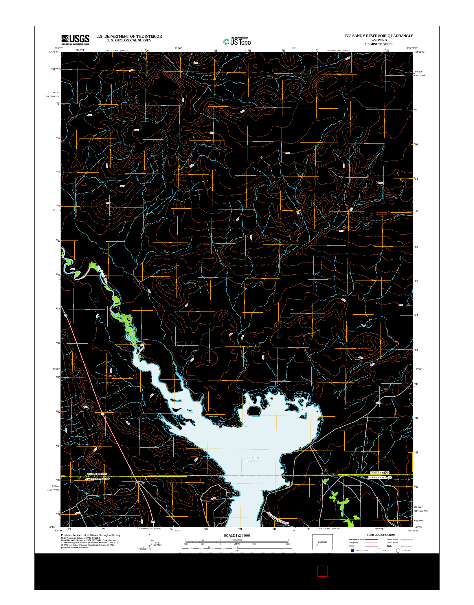 USGS US TOPO 7.5-MINUTE MAP FOR BIG SANDY RESERVOIR, WY 2012
