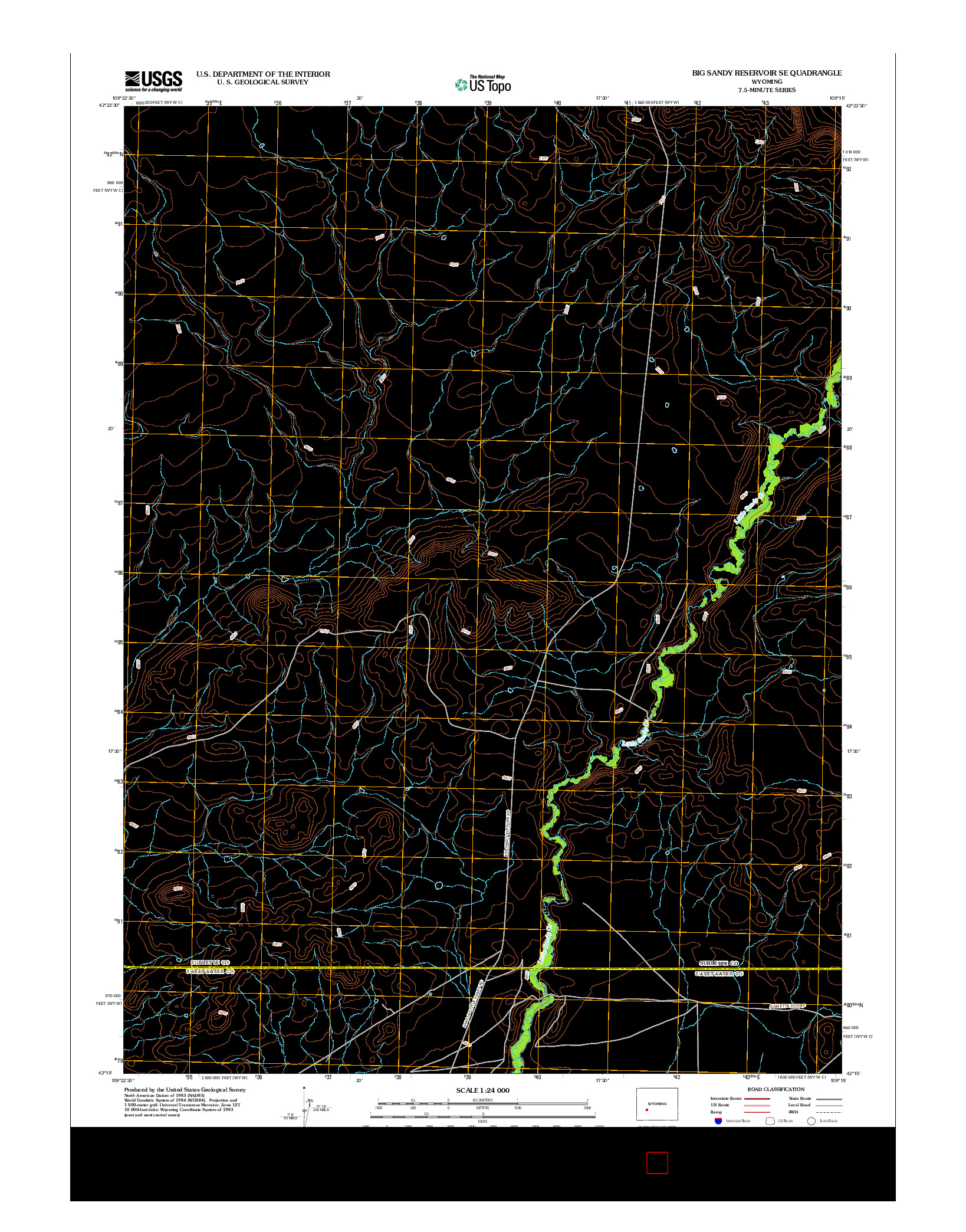 USGS US TOPO 7.5-MINUTE MAP FOR BIG SANDY RESERVOIR SE, WY 2012
