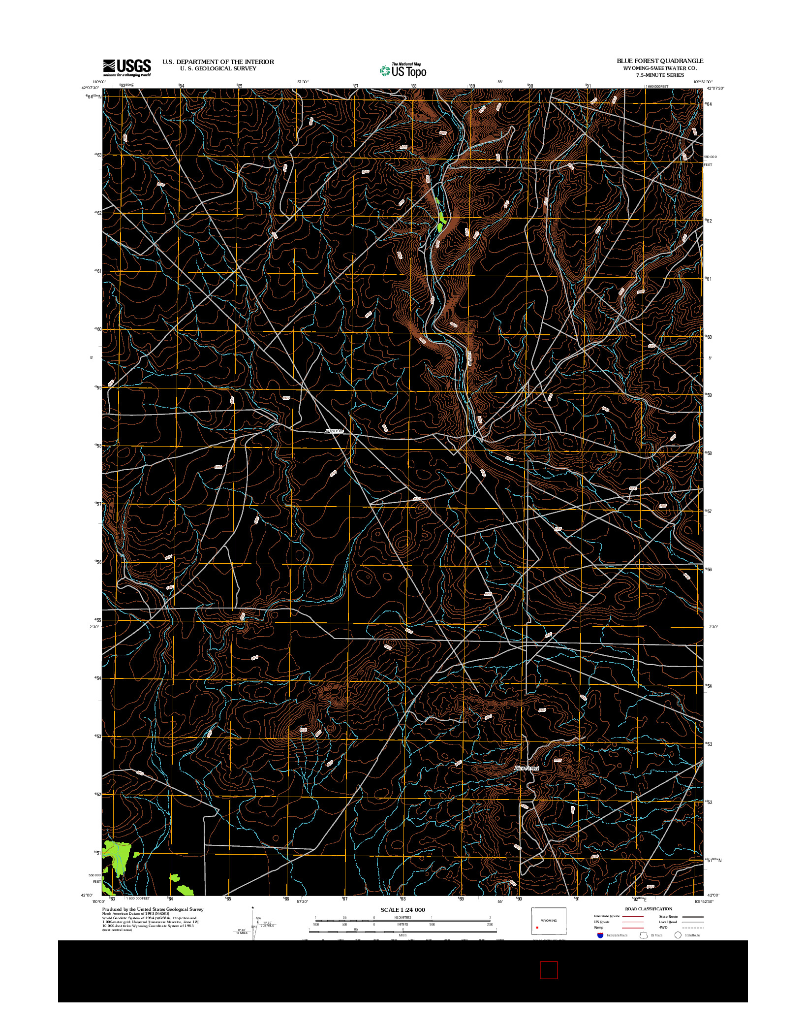 USGS US TOPO 7.5-MINUTE MAP FOR BLUE FOREST, WY 2012