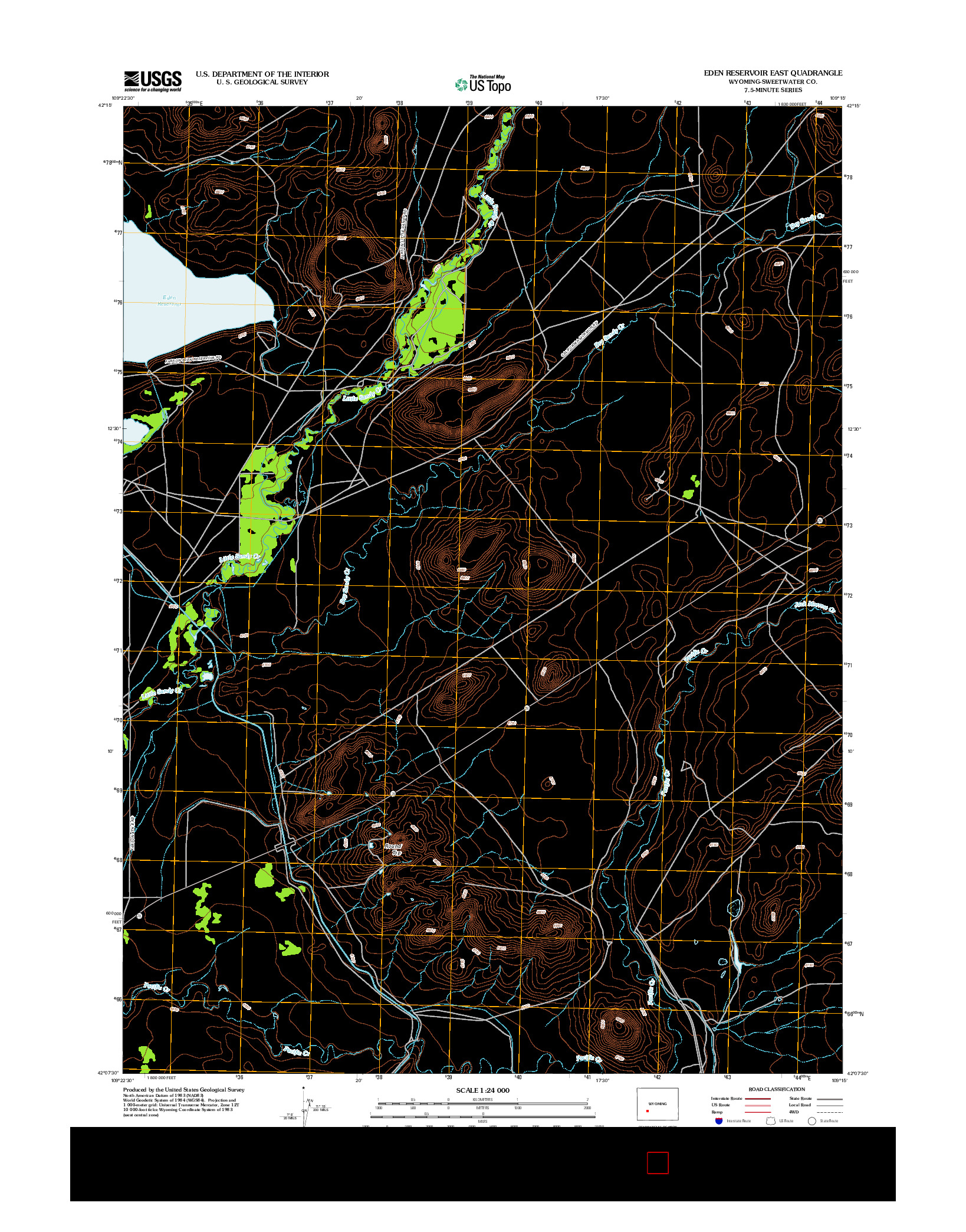 USGS US TOPO 7.5-MINUTE MAP FOR EDEN RESERVOIR EAST, WY 2012