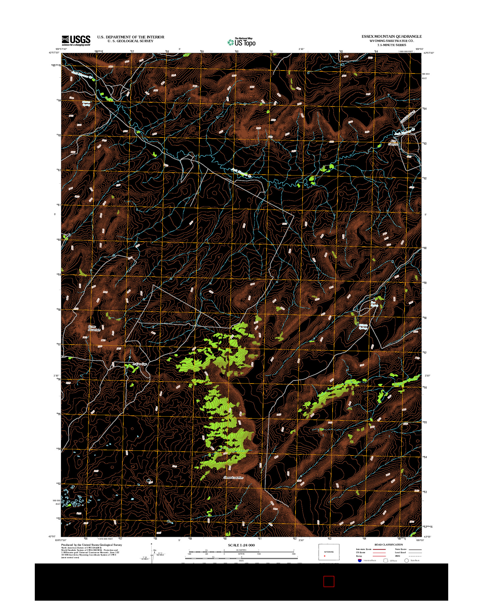 USGS US TOPO 7.5-MINUTE MAP FOR ESSEX MOUNTAIN, WY 2012