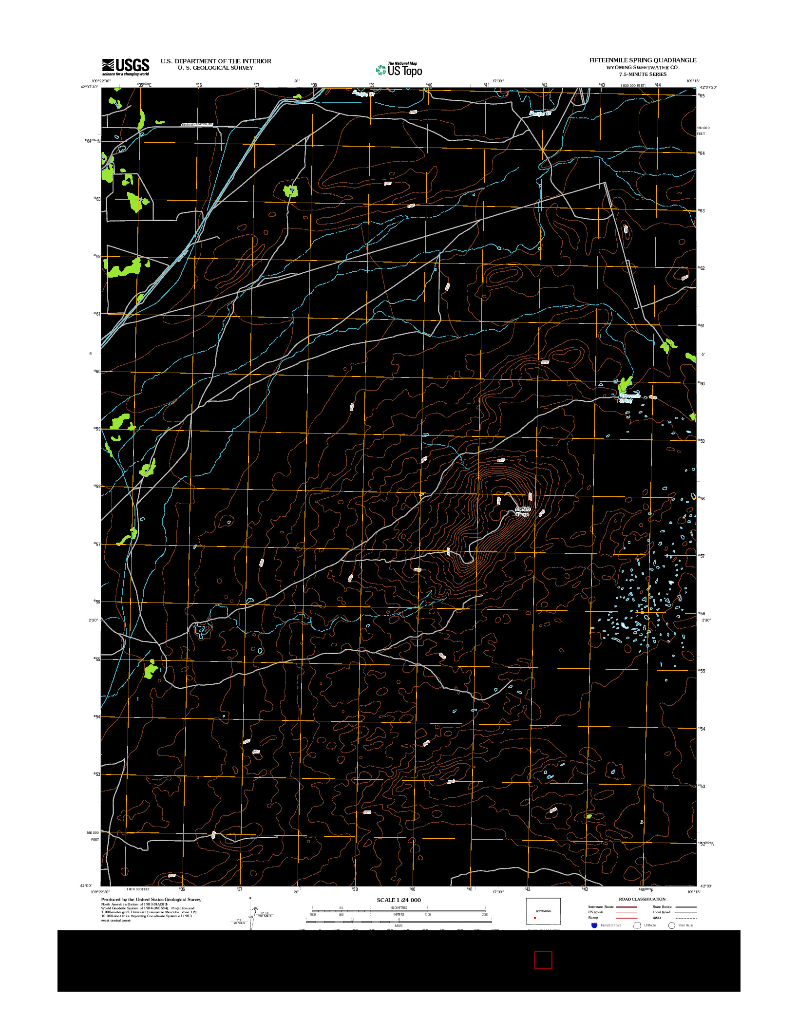 USGS US TOPO 7.5-MINUTE MAP FOR FIFTEENMILE SPRING, WY 2012