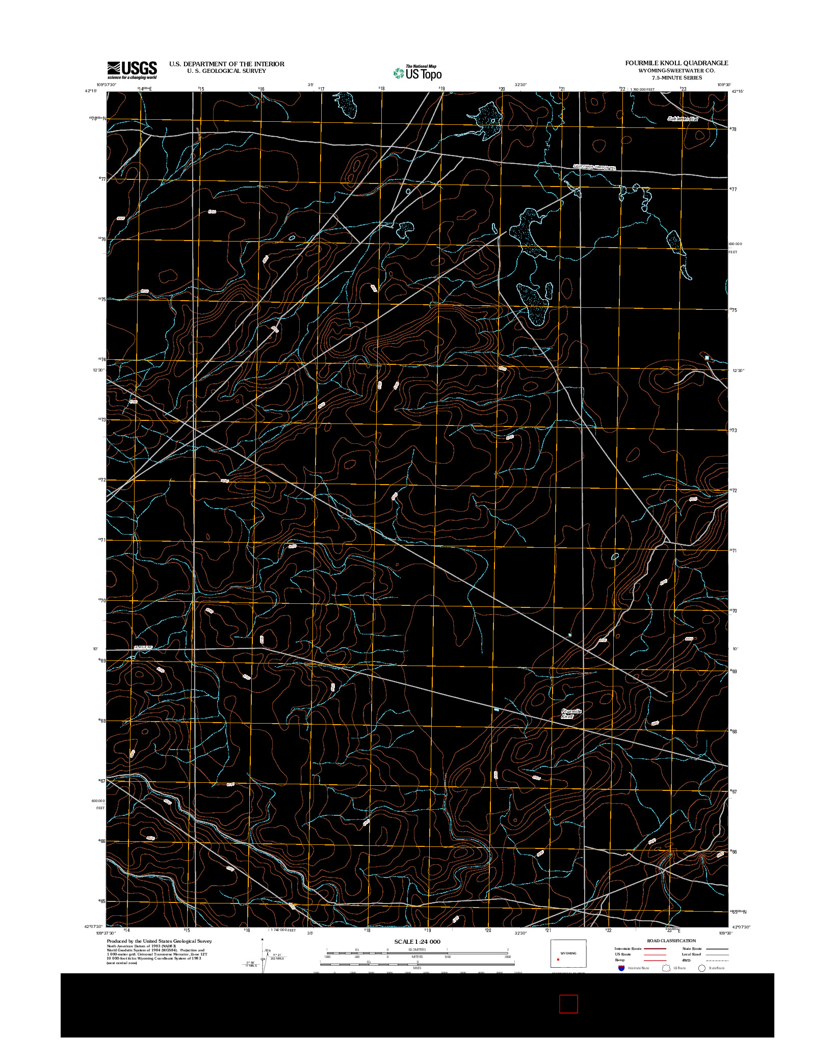 USGS US TOPO 7.5-MINUTE MAP FOR FOURMILE KNOLL, WY 2012