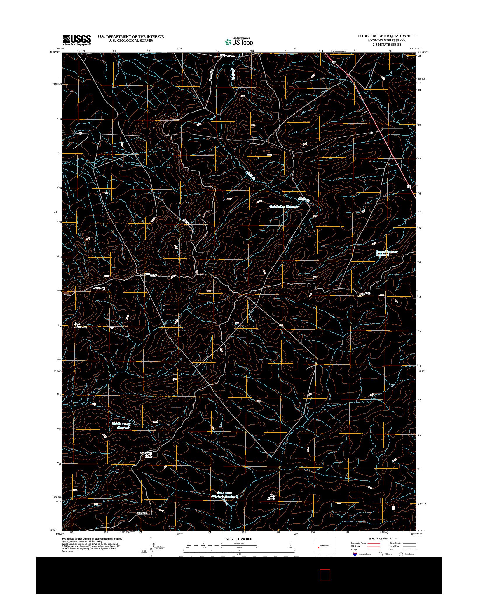 USGS US TOPO 7.5-MINUTE MAP FOR GOBBLERS KNOB, WY 2012