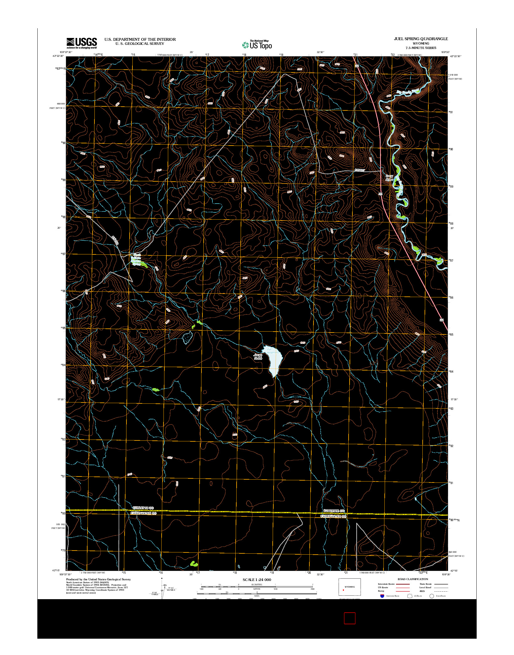 USGS US TOPO 7.5-MINUTE MAP FOR JUEL SPRING, WY 2012