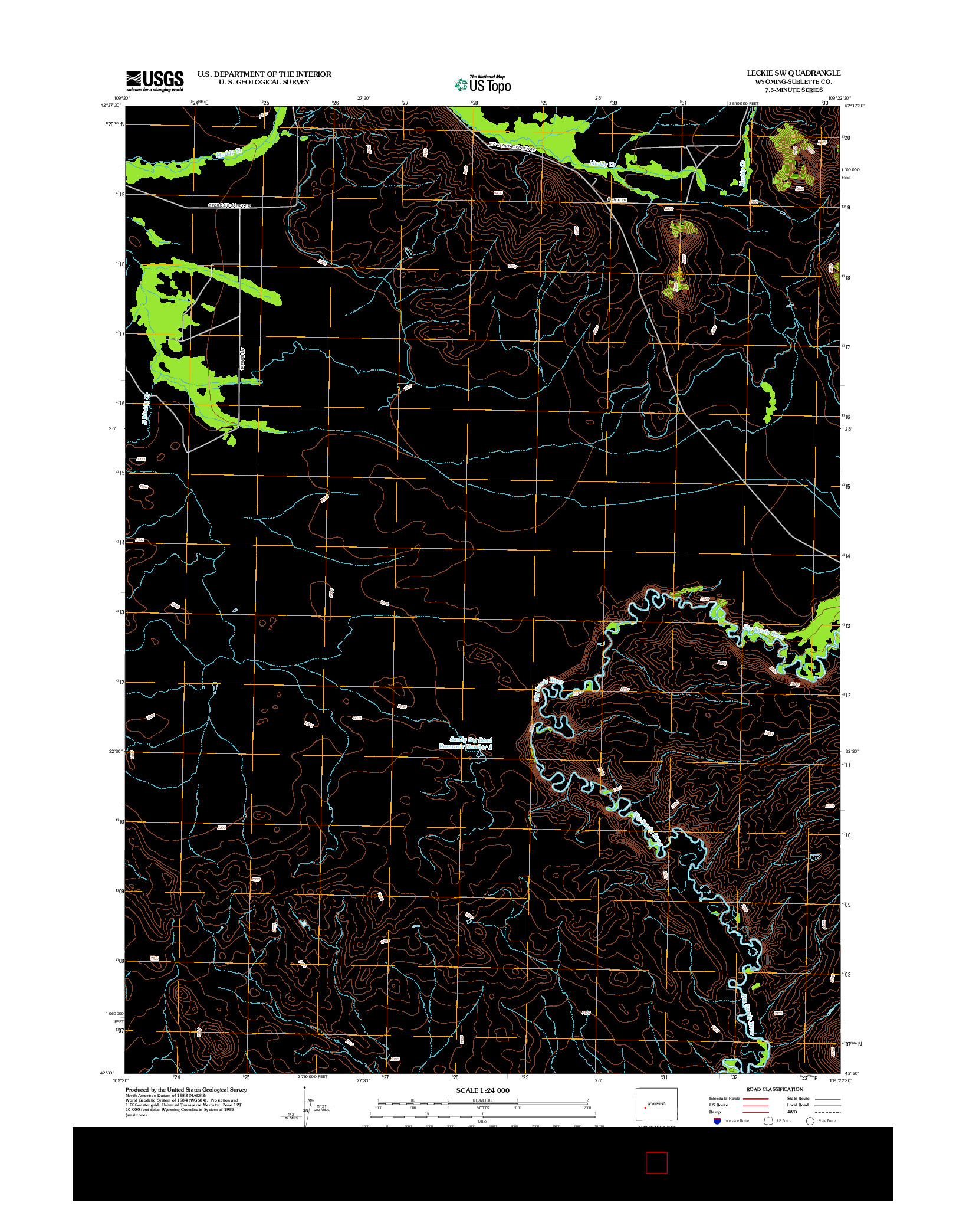 USGS US TOPO 7.5-MINUTE MAP FOR LECKIE SW, WY 2012
