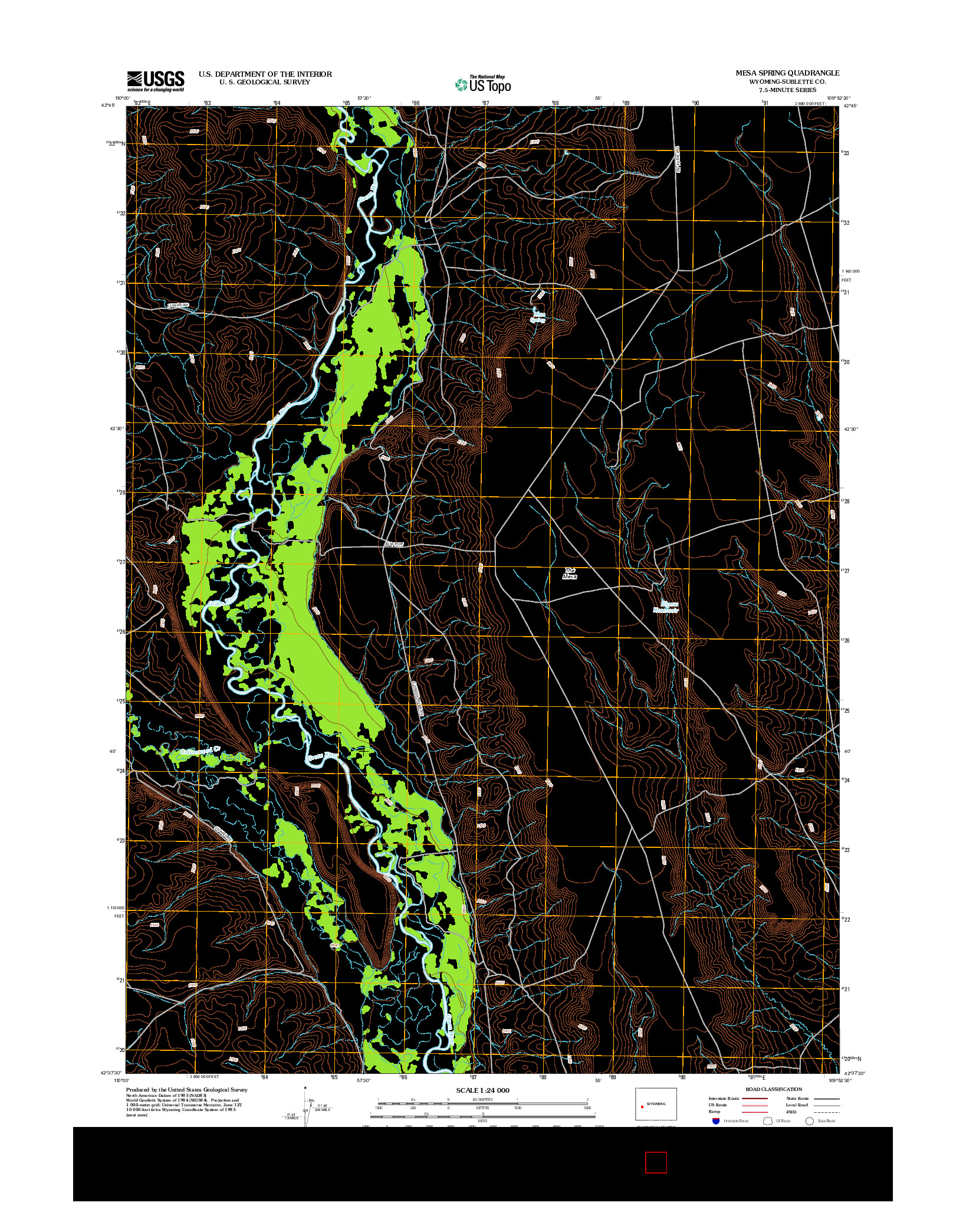 USGS US TOPO 7.5-MINUTE MAP FOR MESA SPRING, WY 2012