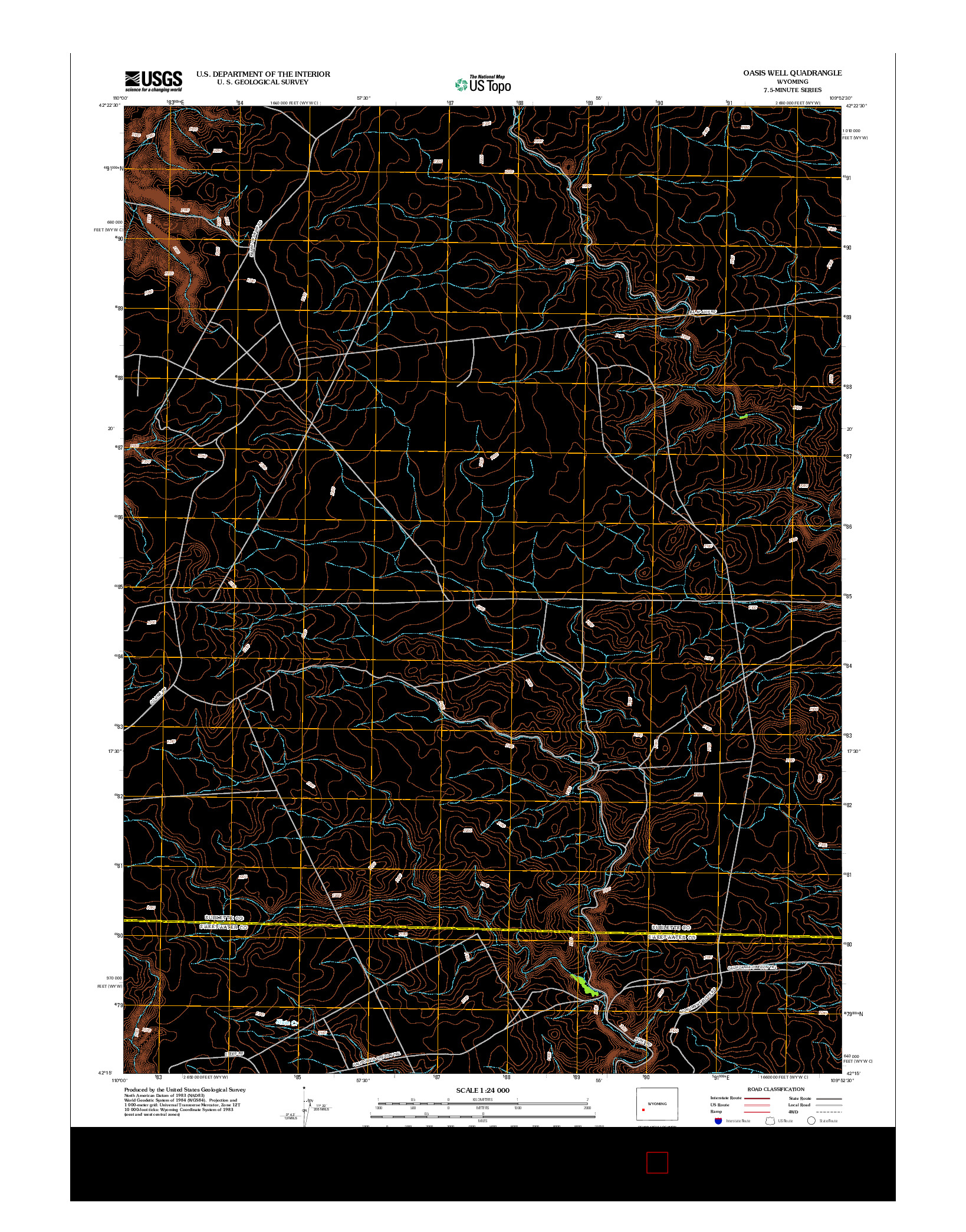 USGS US TOPO 7.5-MINUTE MAP FOR OASIS WELL, WY 2012