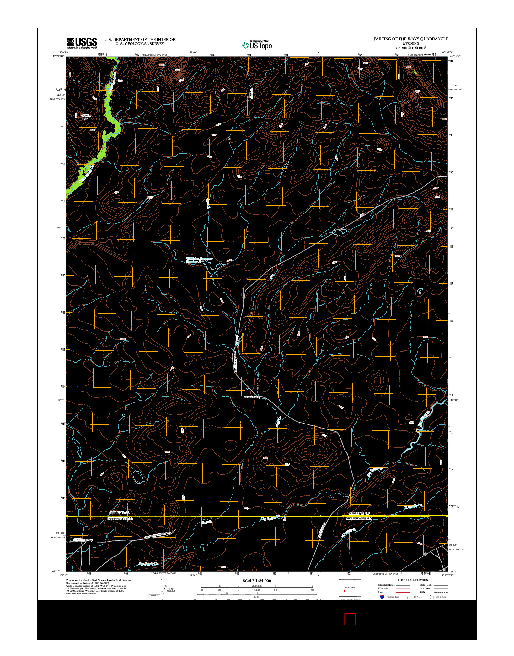 USGS US TOPO 7.5-MINUTE MAP FOR PARTING OF THE WAYS, WY 2012