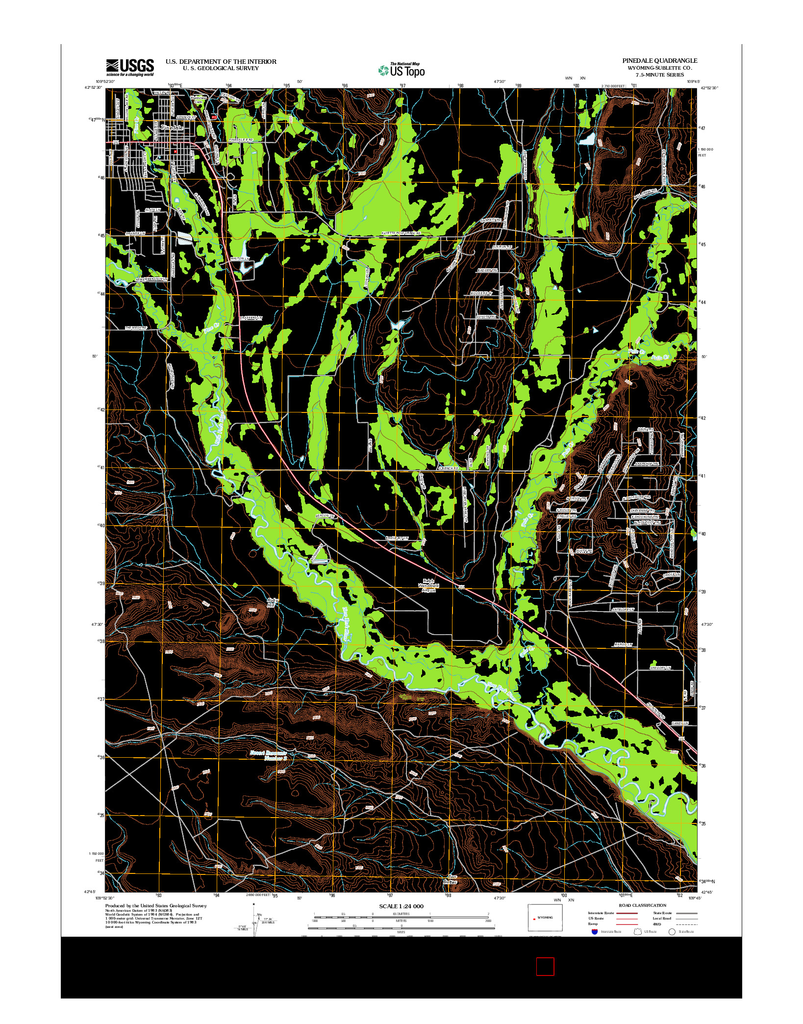 USGS US TOPO 7.5-MINUTE MAP FOR PINEDALE, WY 2012