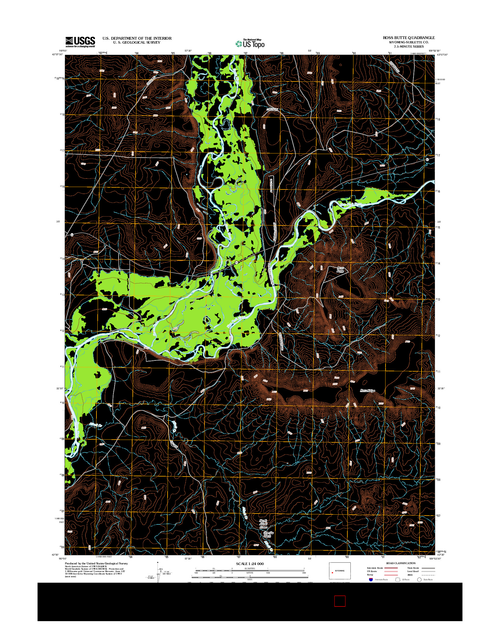 USGS US TOPO 7.5-MINUTE MAP FOR ROSS BUTTE, WY 2012
