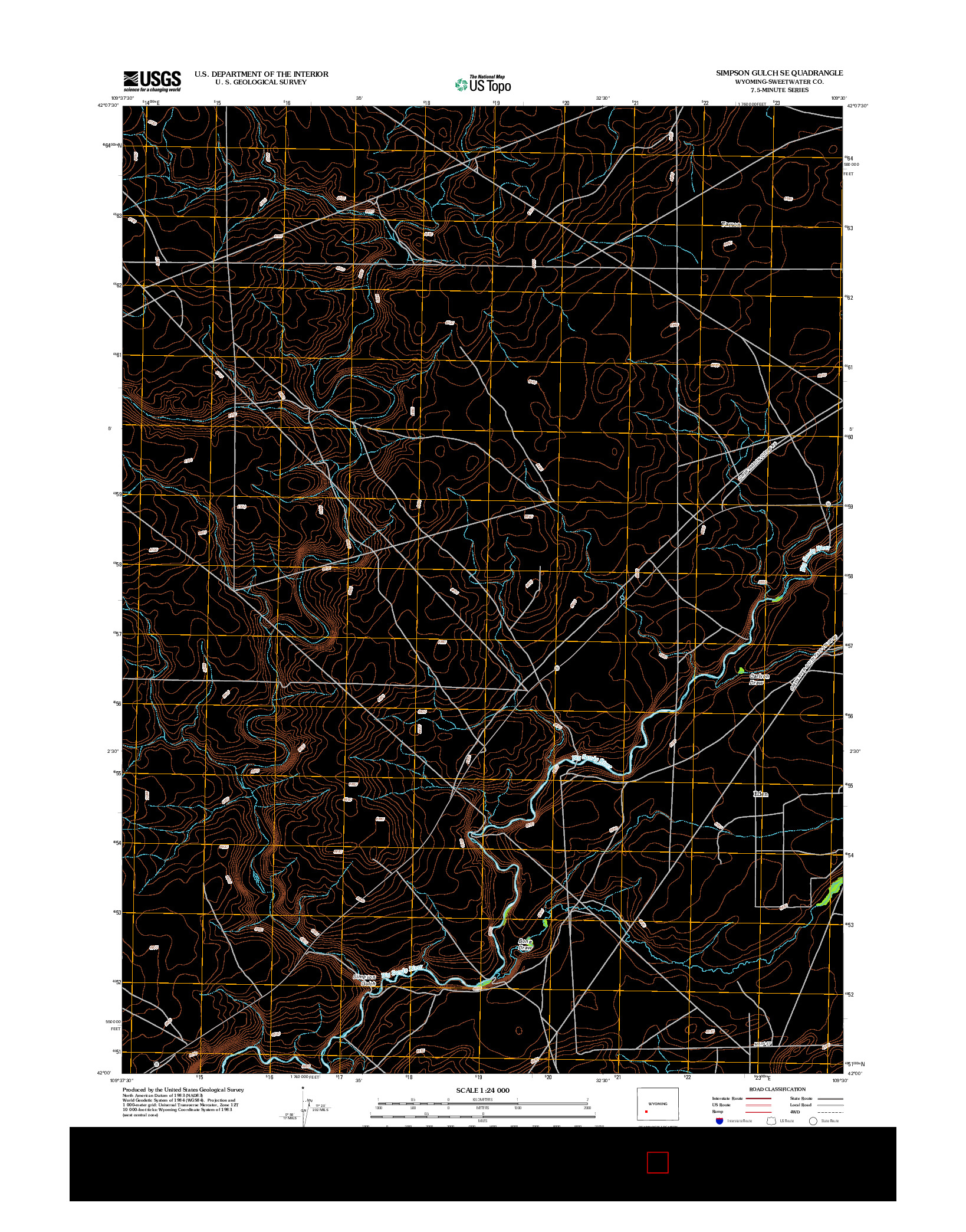 USGS US TOPO 7.5-MINUTE MAP FOR SIMPSON GULCH SE, WY 2012