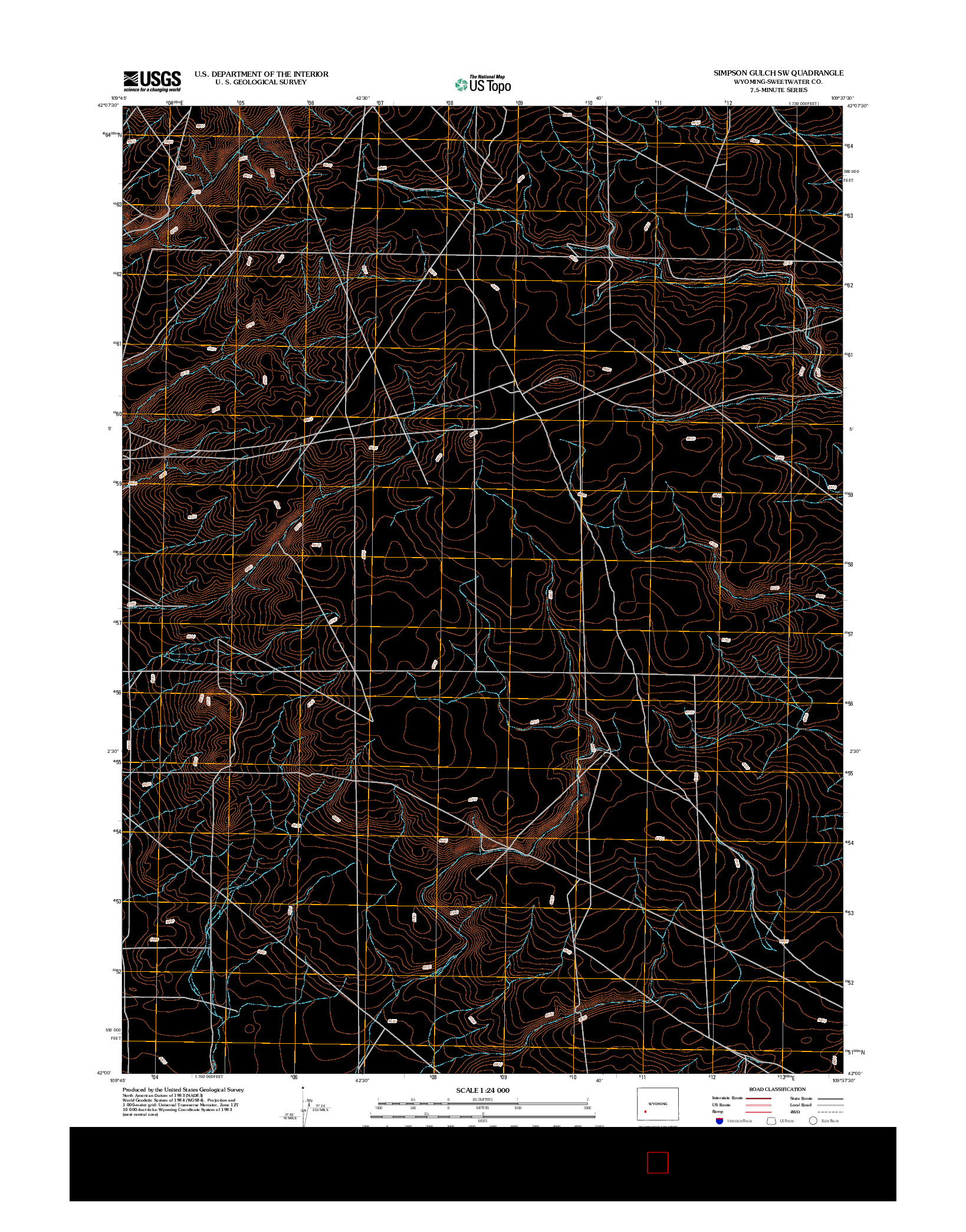 USGS US TOPO 7.5-MINUTE MAP FOR SIMPSON GULCH SW, WY 2012