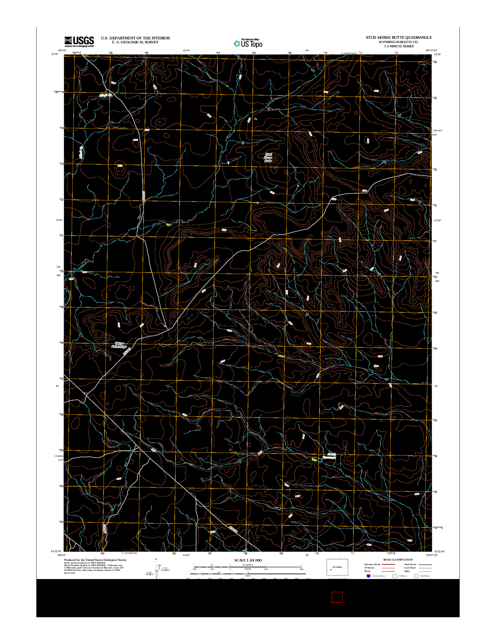 USGS US TOPO 7.5-MINUTE MAP FOR STUD HORSE BUTTE, WY 2012