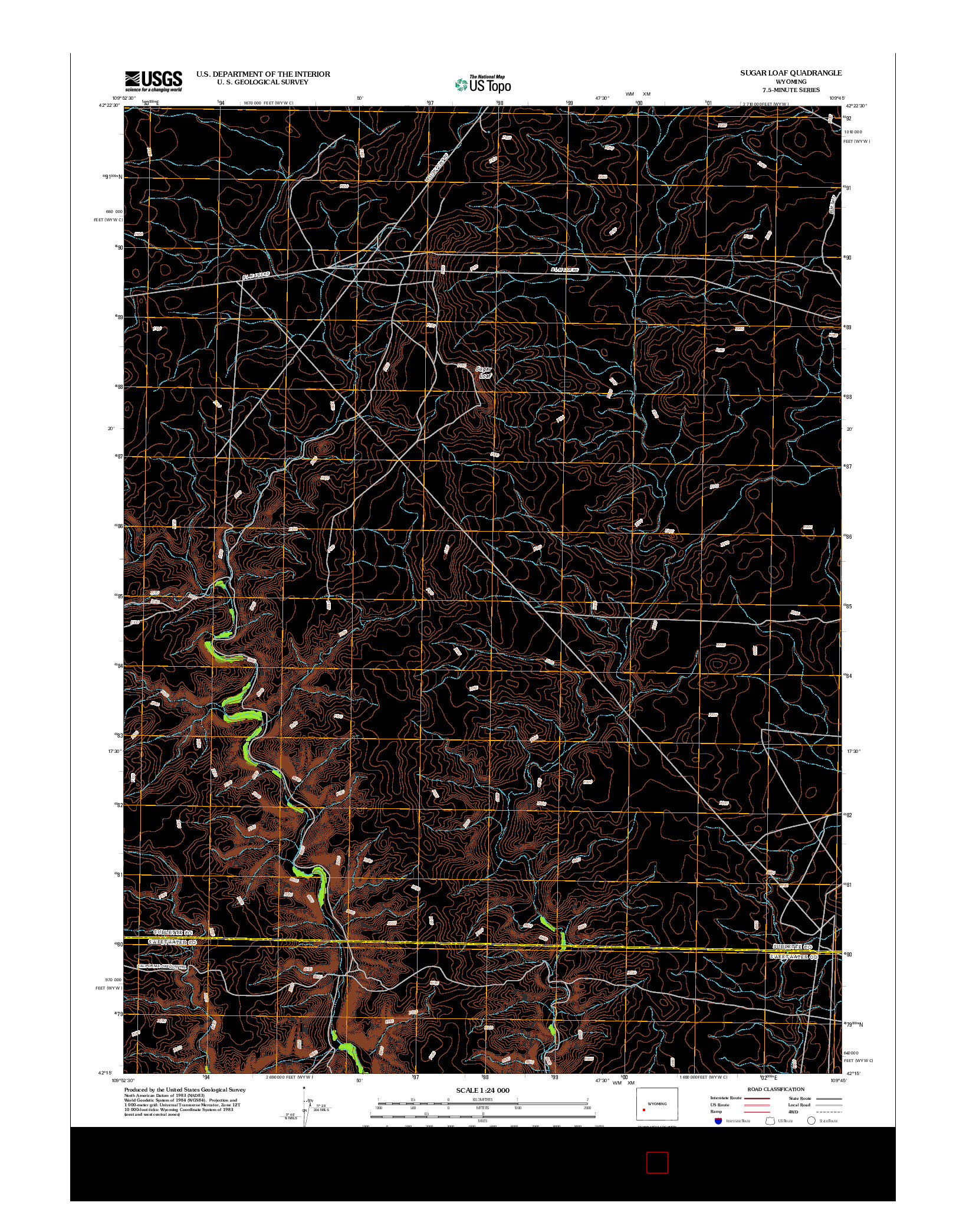 USGS US TOPO 7.5-MINUTE MAP FOR SUGAR LOAF, WY 2012