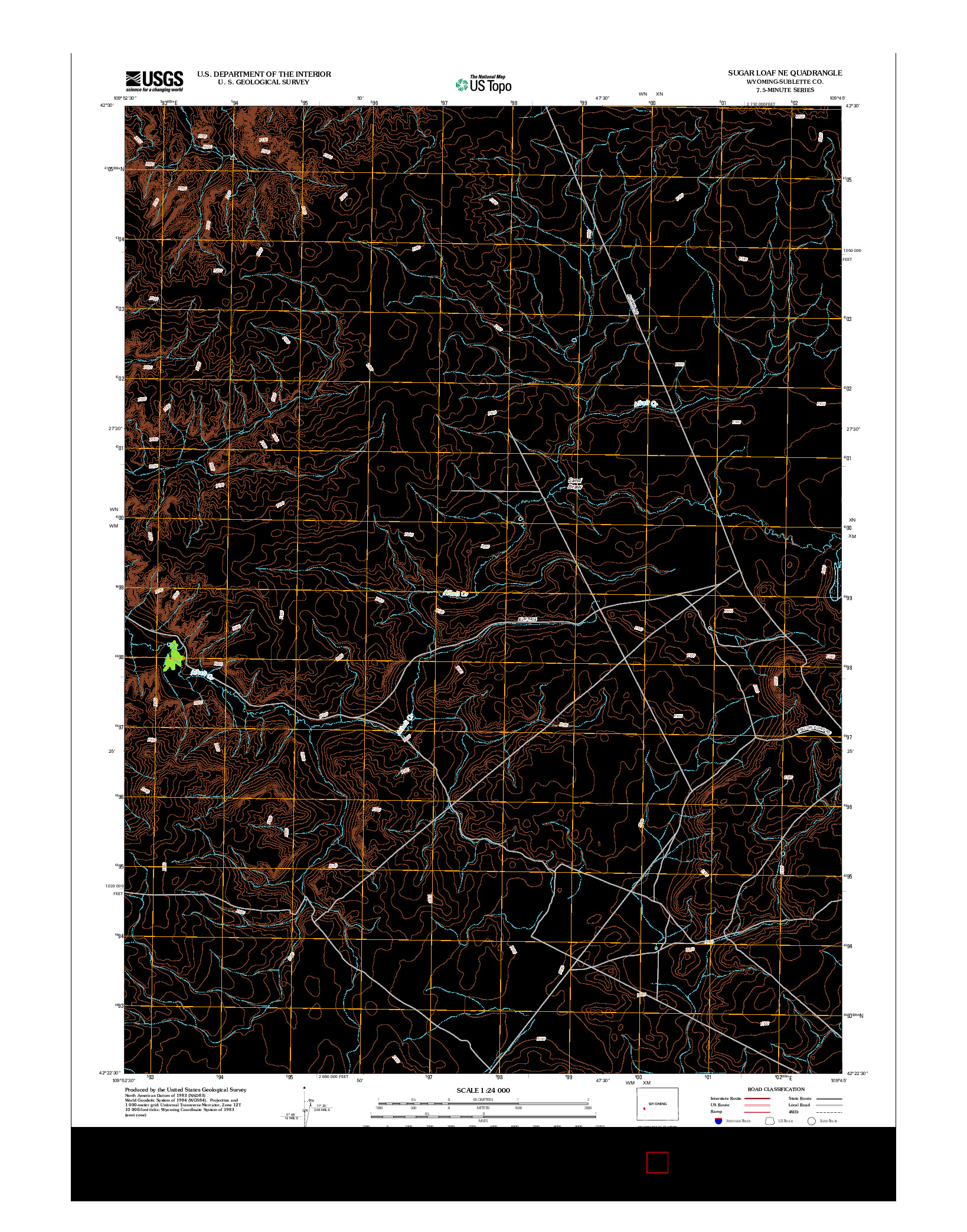 USGS US TOPO 7.5-MINUTE MAP FOR SUGAR LOAF NE, WY 2012