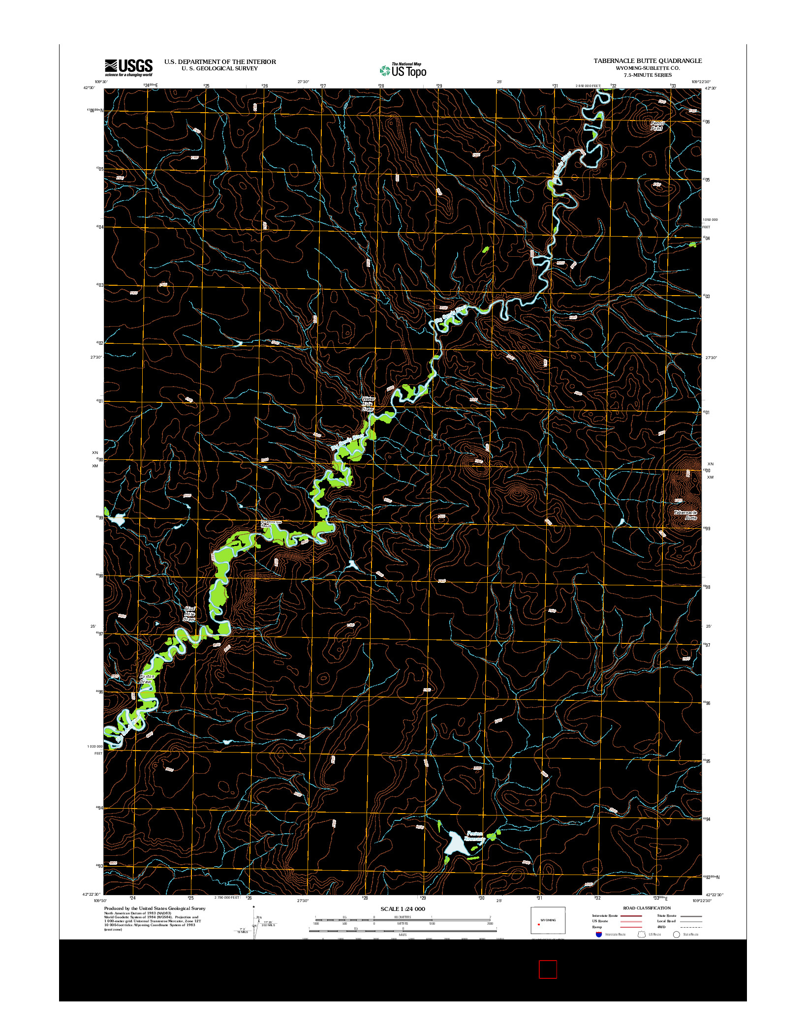USGS US TOPO 7.5-MINUTE MAP FOR TABERNACLE BUTTE, WY 2012