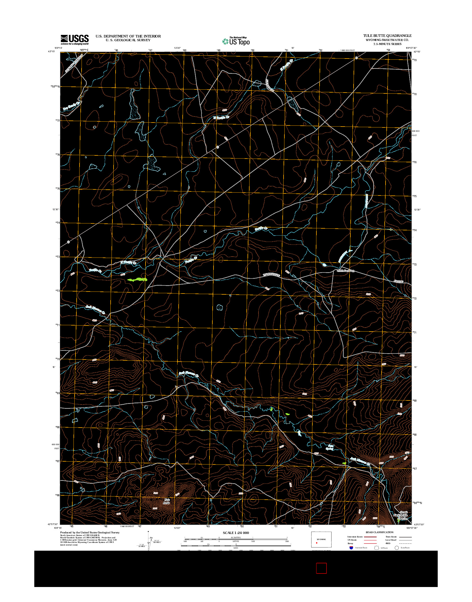 USGS US TOPO 7.5-MINUTE MAP FOR TULE BUTTE, WY 2012