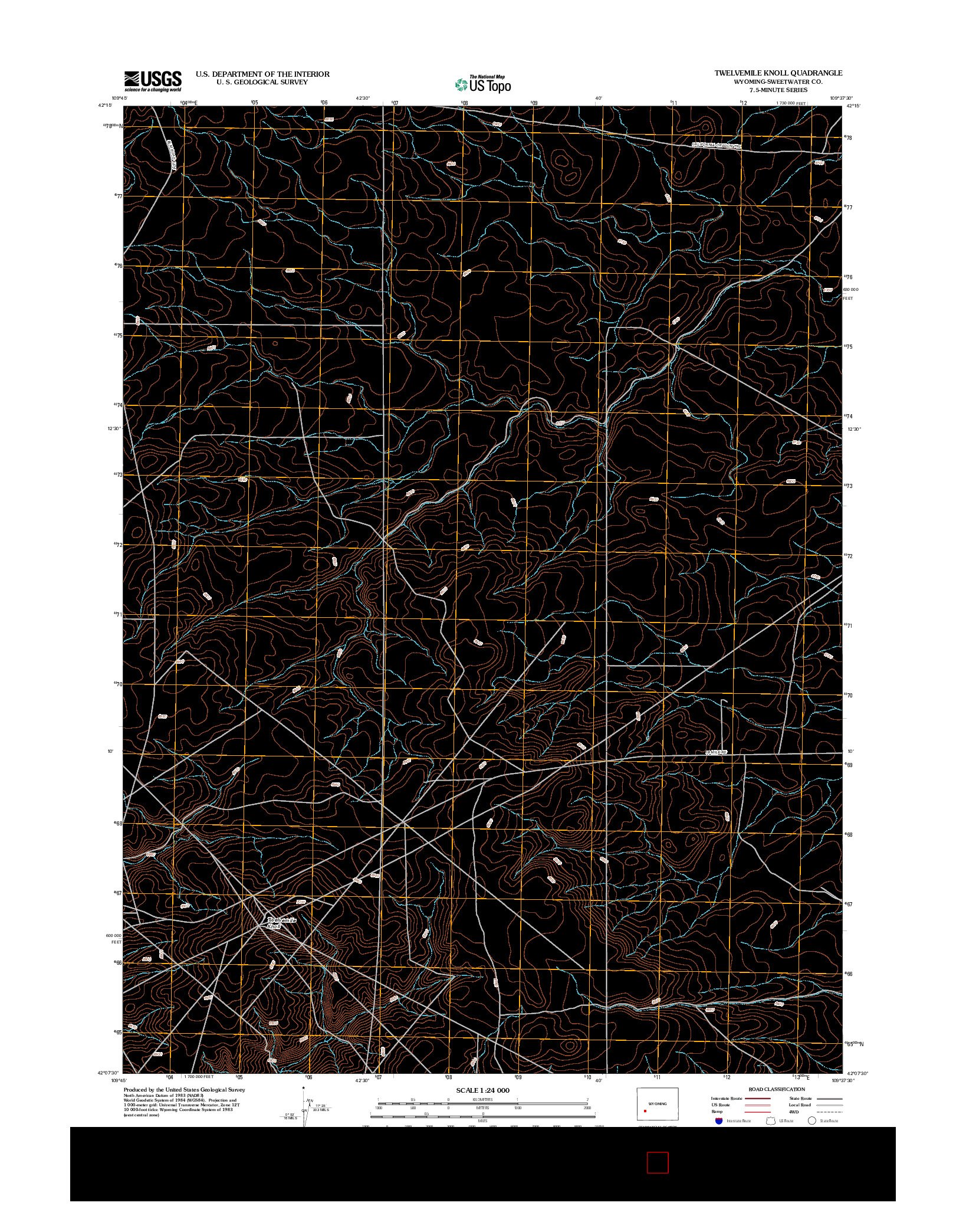 USGS US TOPO 7.5-MINUTE MAP FOR TWELVEMILE KNOLL, WY 2012