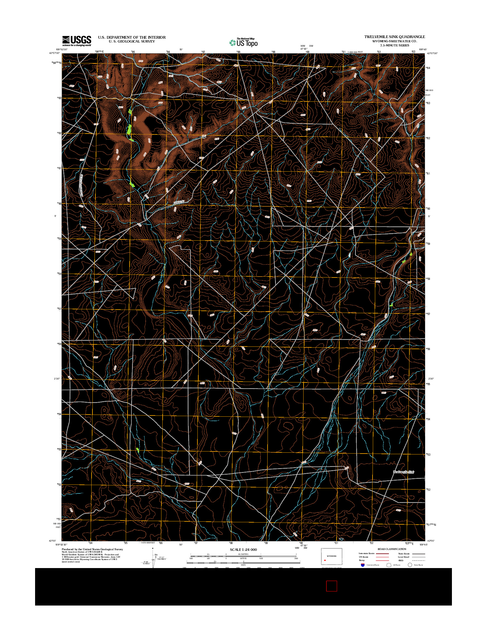 USGS US TOPO 7.5-MINUTE MAP FOR TWELVEMILE SINK, WY 2012