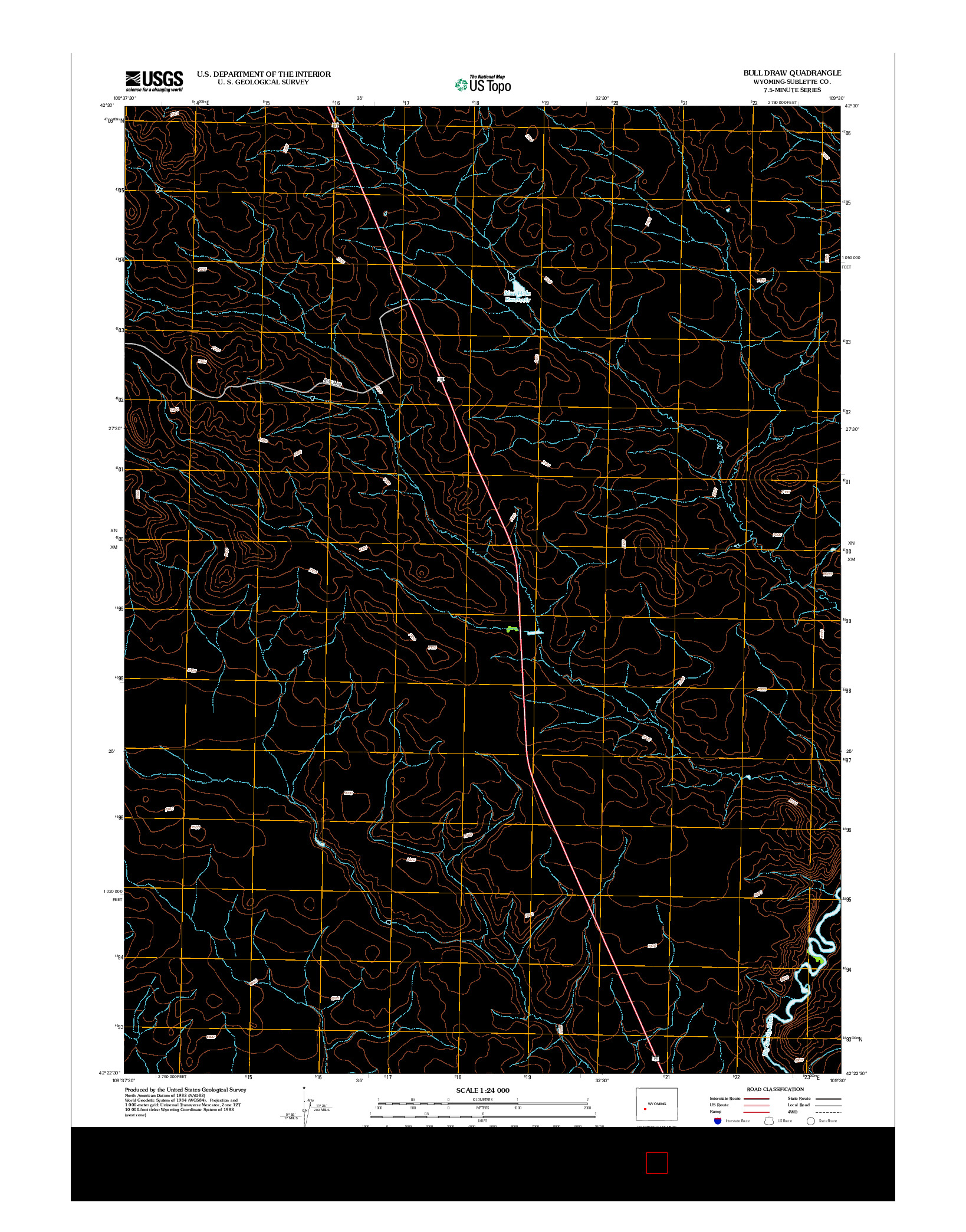 USGS US TOPO 7.5-MINUTE MAP FOR BULL DRAW, WY 2012