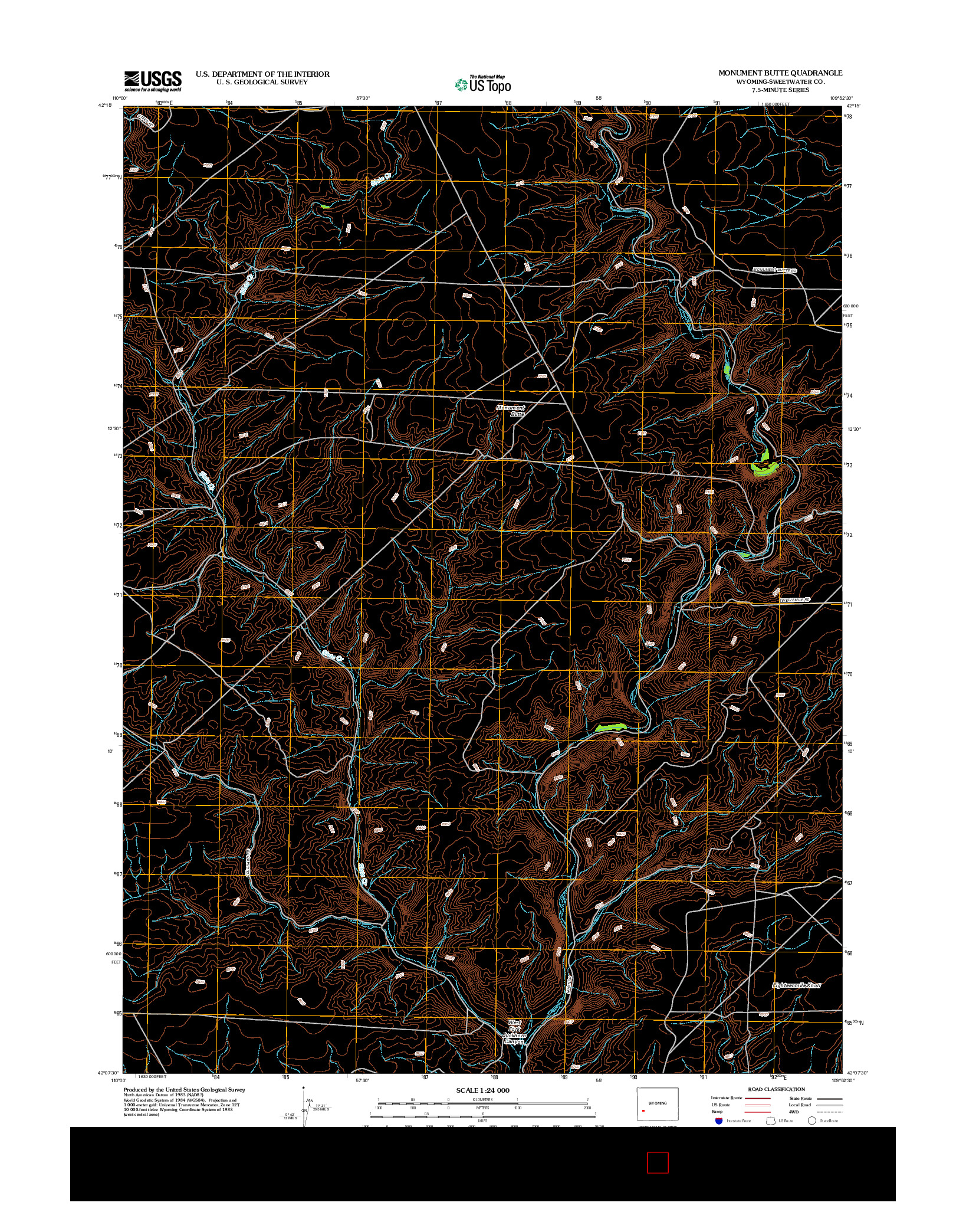 USGS US TOPO 7.5-MINUTE MAP FOR MONUMENT BUTTE, WY 2012