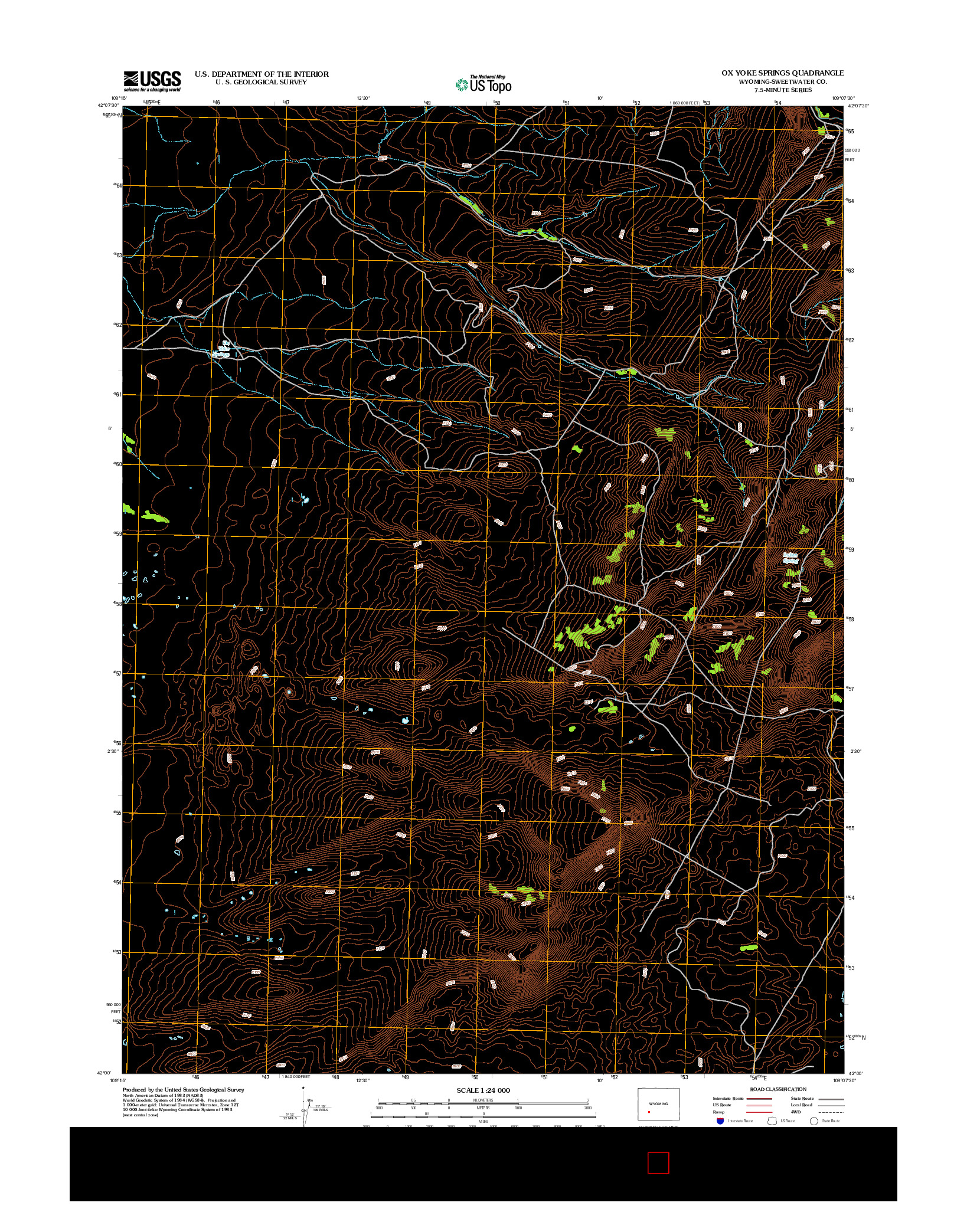 USGS US TOPO 7.5-MINUTE MAP FOR OX YOKE SPRINGS, WY 2012