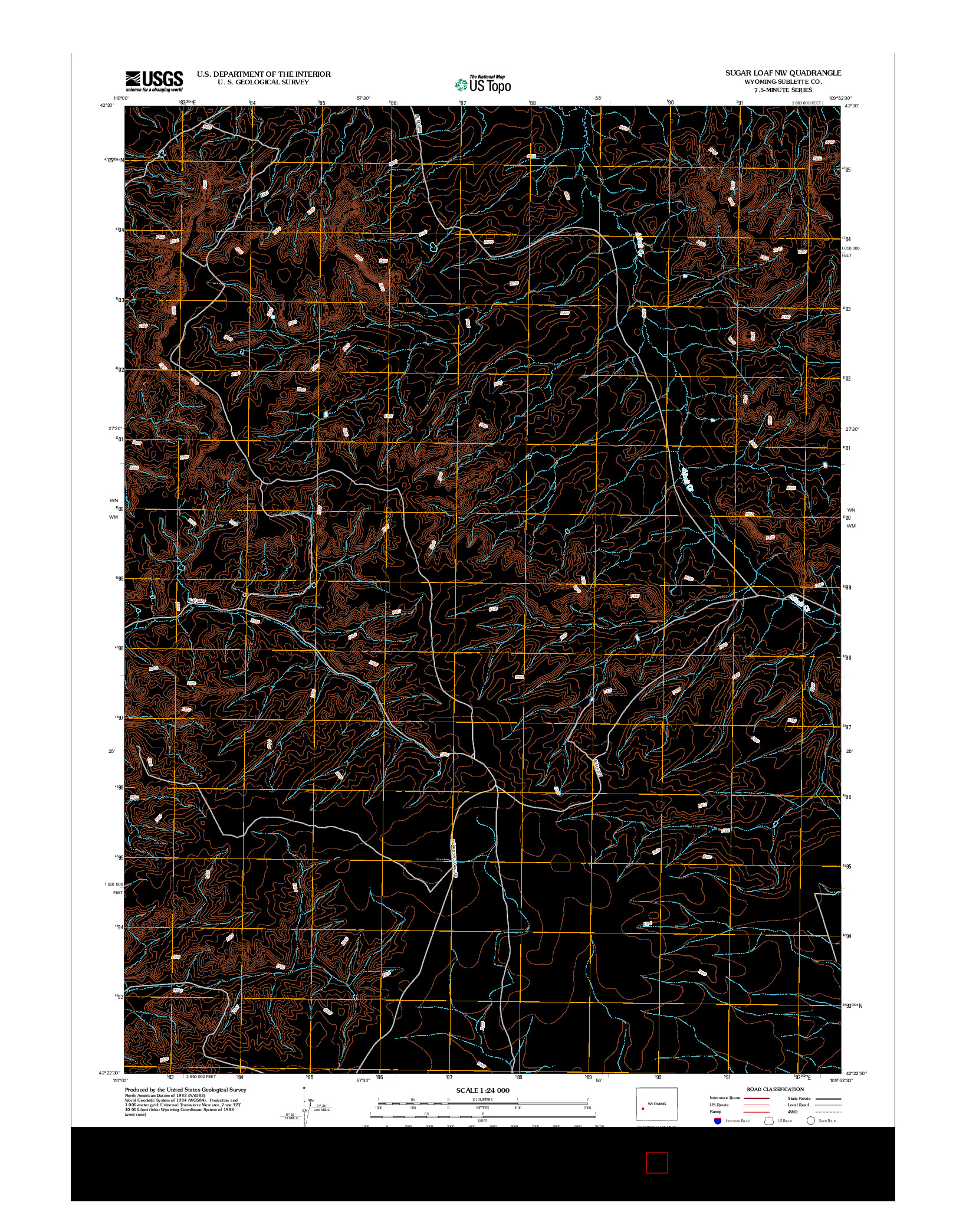 USGS US TOPO 7.5-MINUTE MAP FOR SUGAR LOAF NW, WY 2012