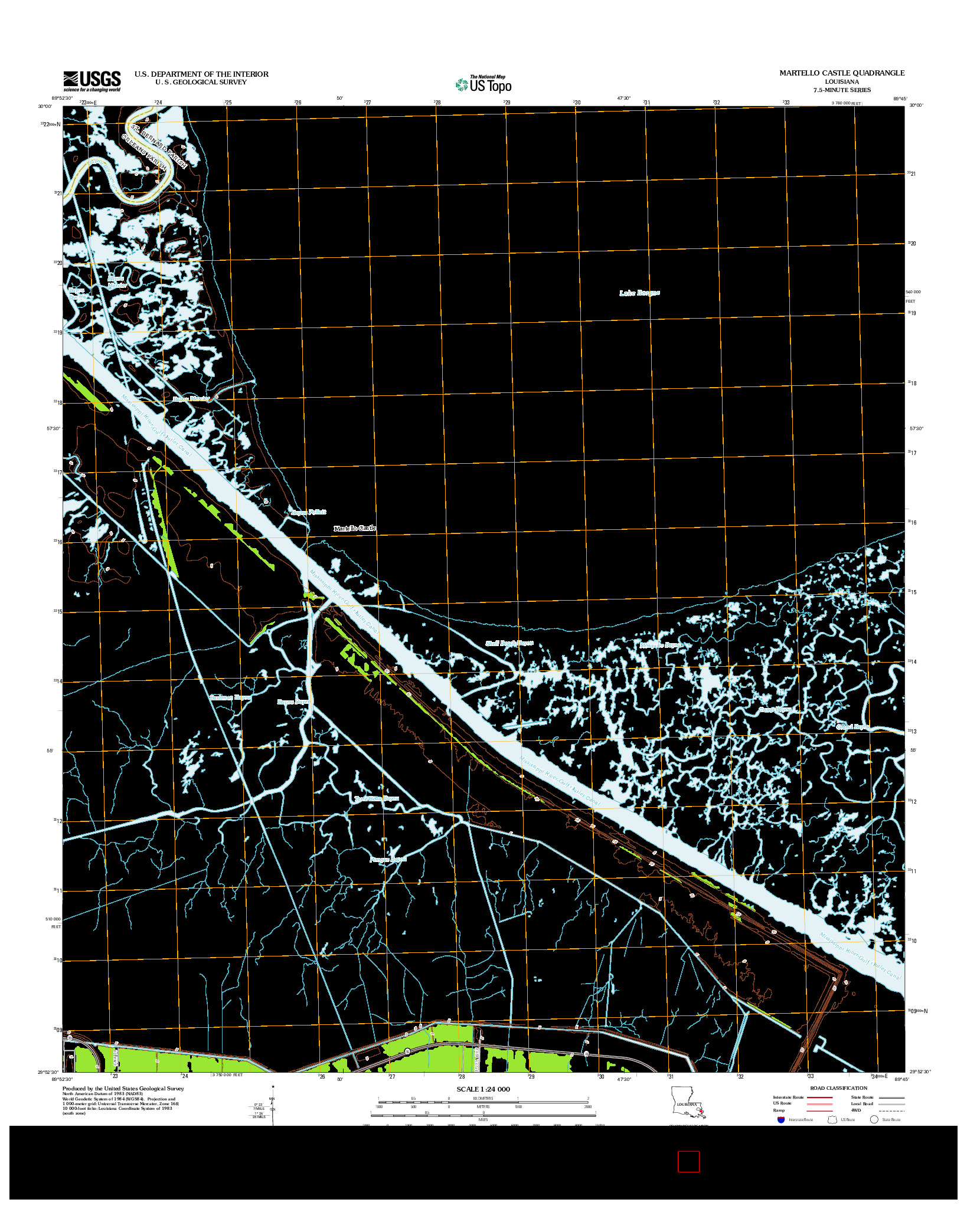 USGS US TOPO 7.5-MINUTE MAP FOR MARTELLO CASTLE, LA 2012