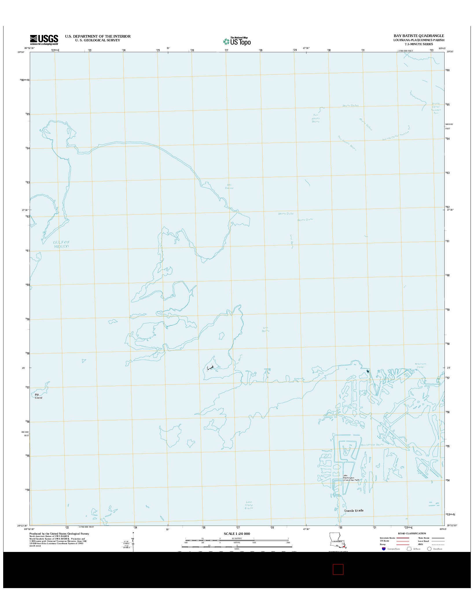 USGS US TOPO 7.5-MINUTE MAP FOR BAY BATISTE, LA 2012