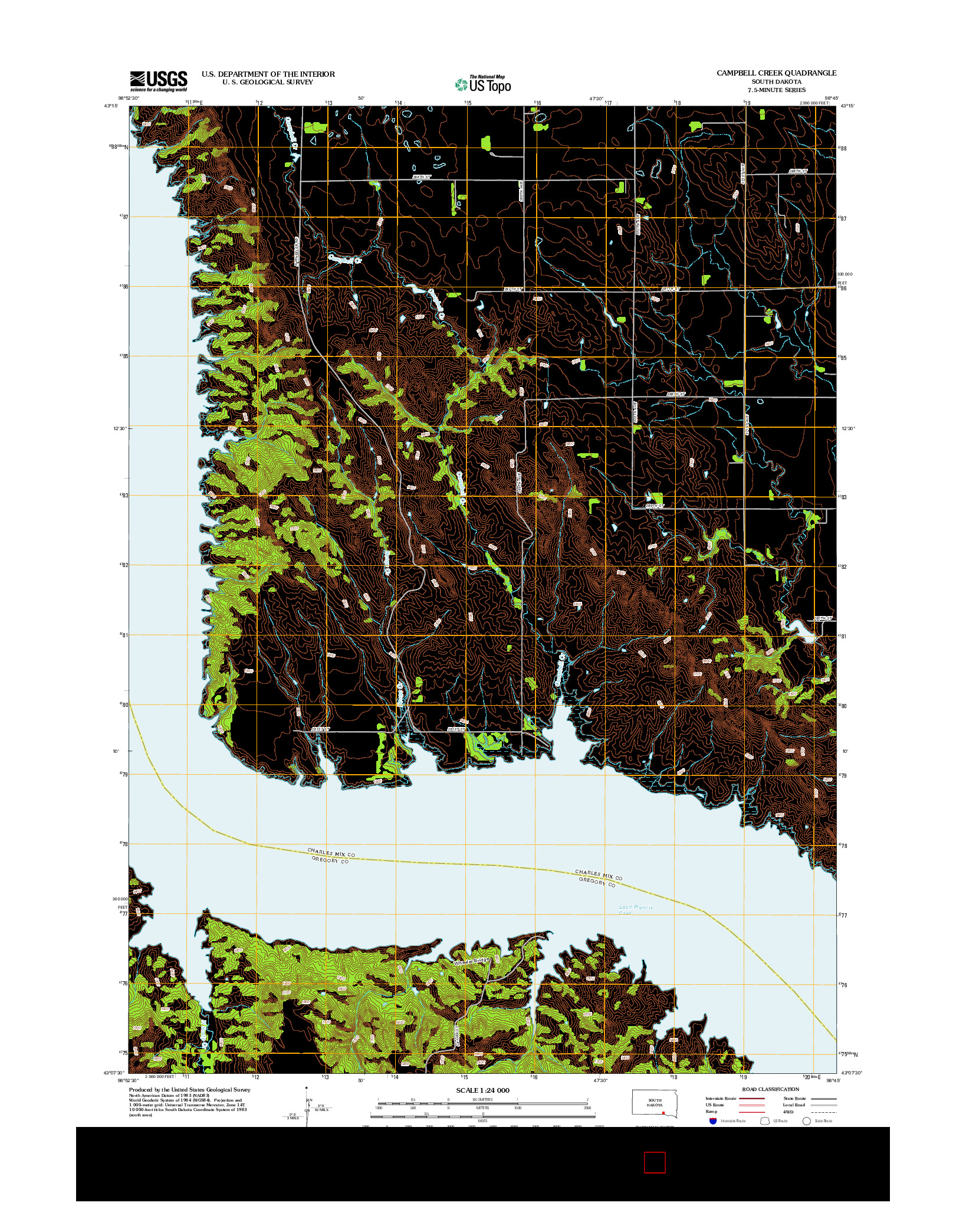 USGS US TOPO 7.5-MINUTE MAP FOR CAMPBELL CREEK, SD 2012