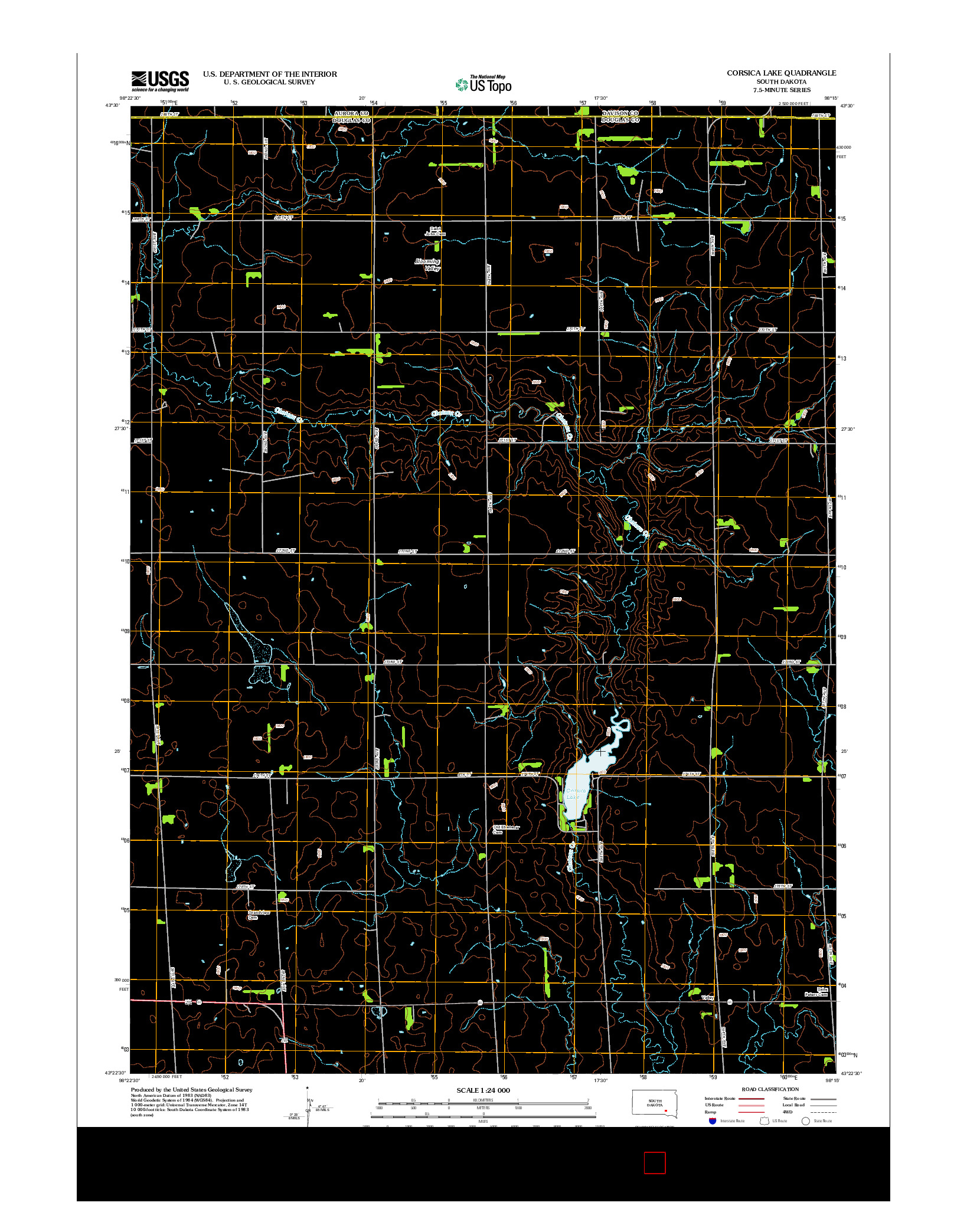 USGS US TOPO 7.5-MINUTE MAP FOR CORSICA LAKE, SD 2012