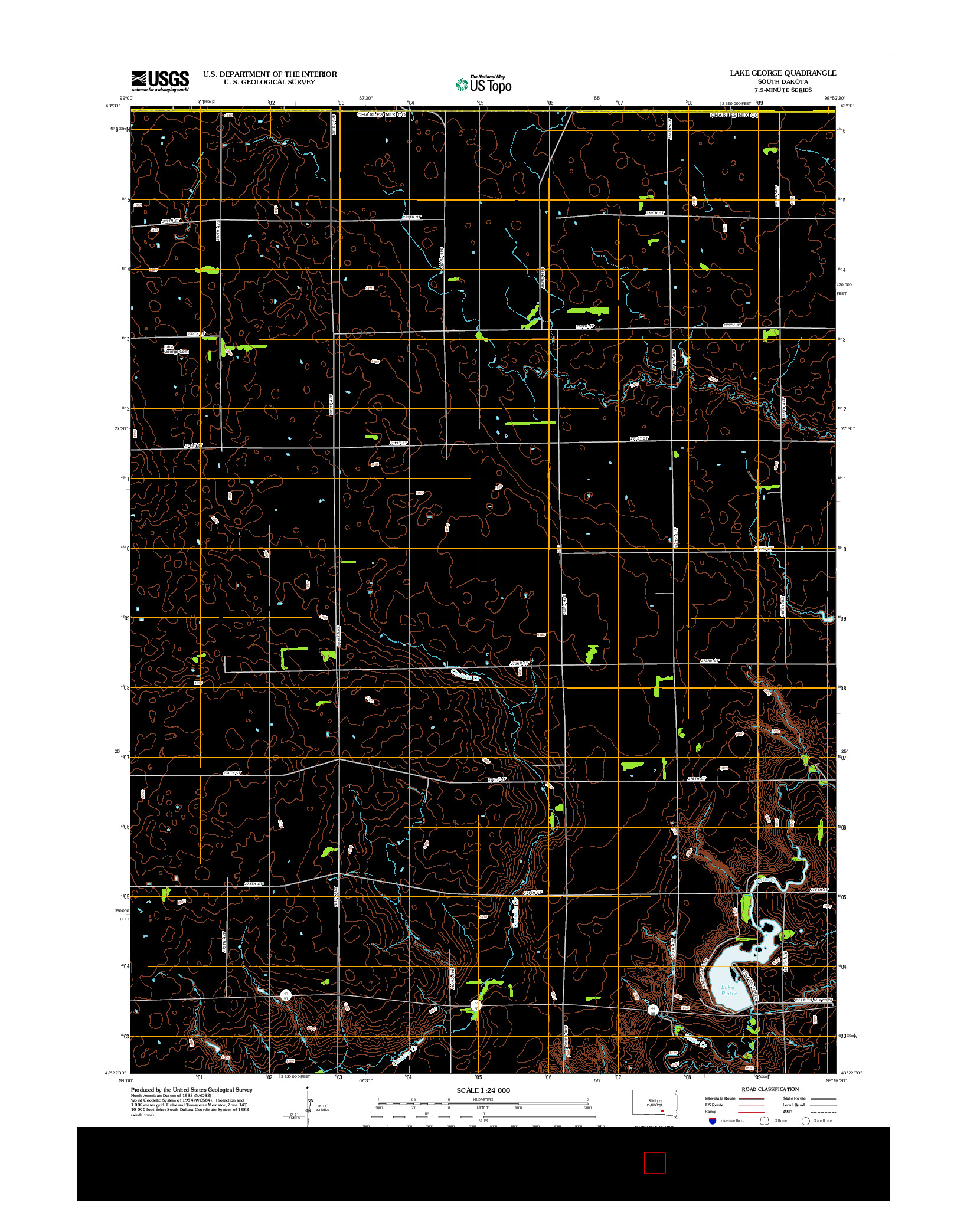 USGS US TOPO 7.5-MINUTE MAP FOR LAKE GEORGE, SD 2012
