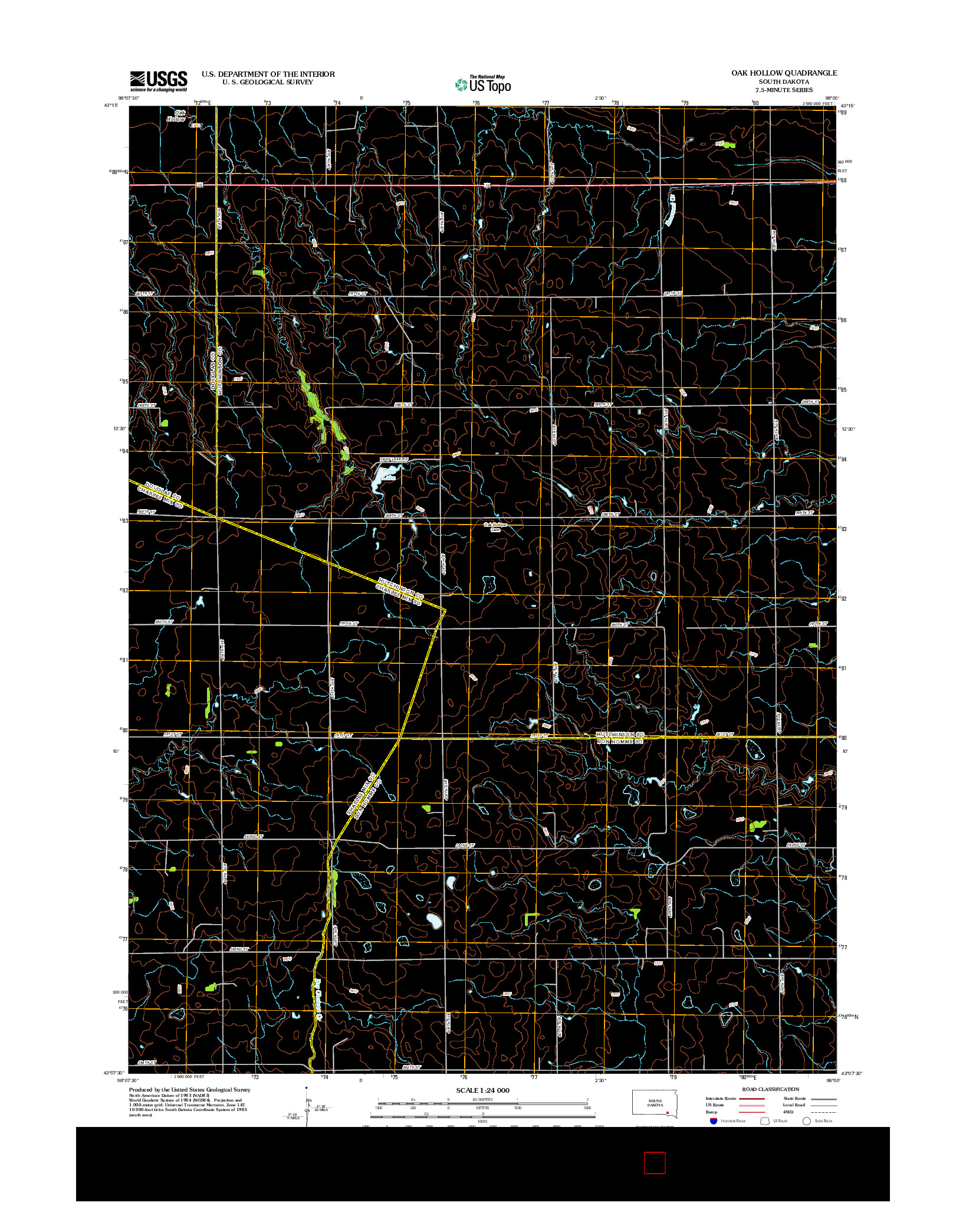 USGS US TOPO 7.5-MINUTE MAP FOR OAK HOLLOW, SD 2012