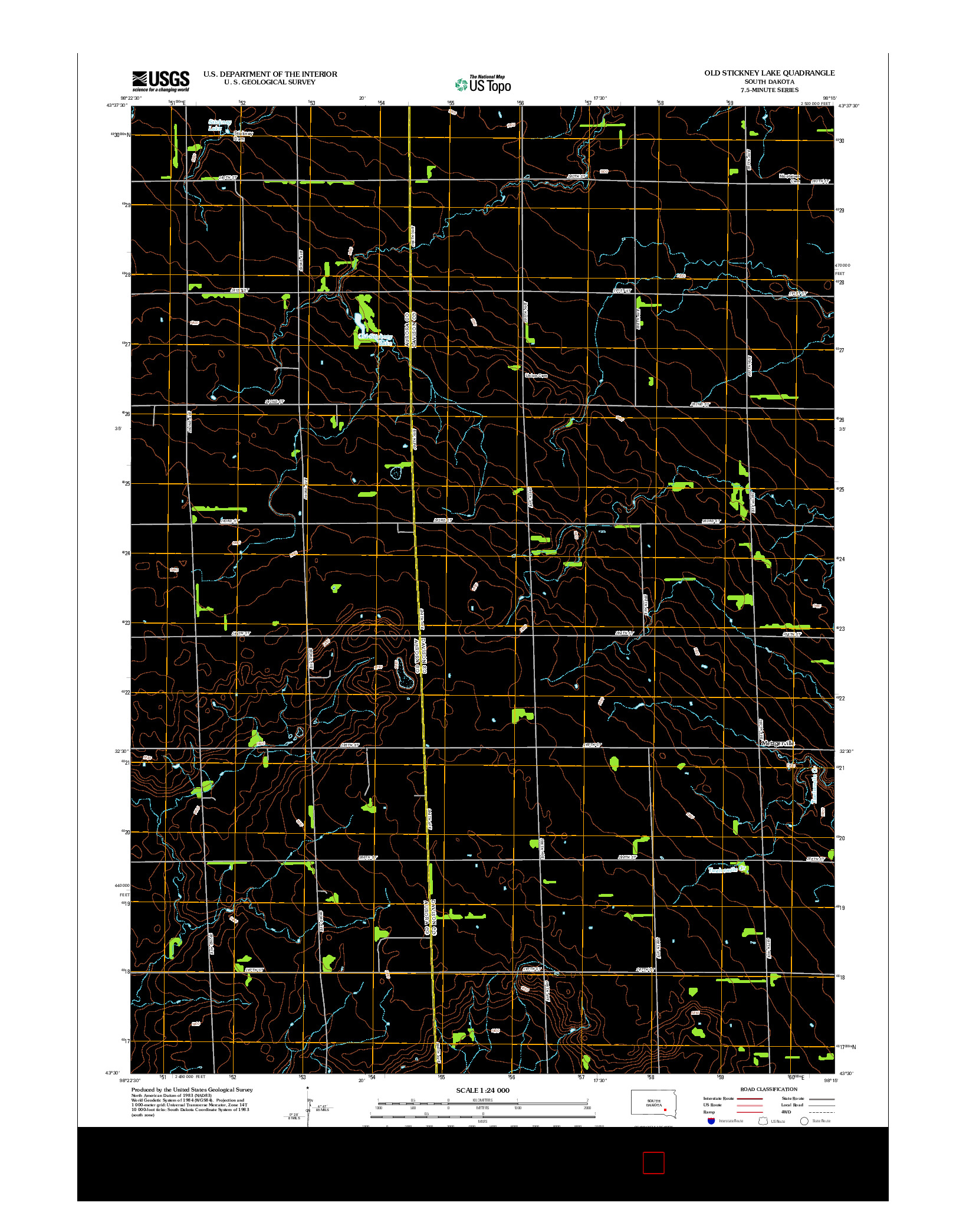 USGS US TOPO 7.5-MINUTE MAP FOR OLD STICKNEY LAKE, SD 2012